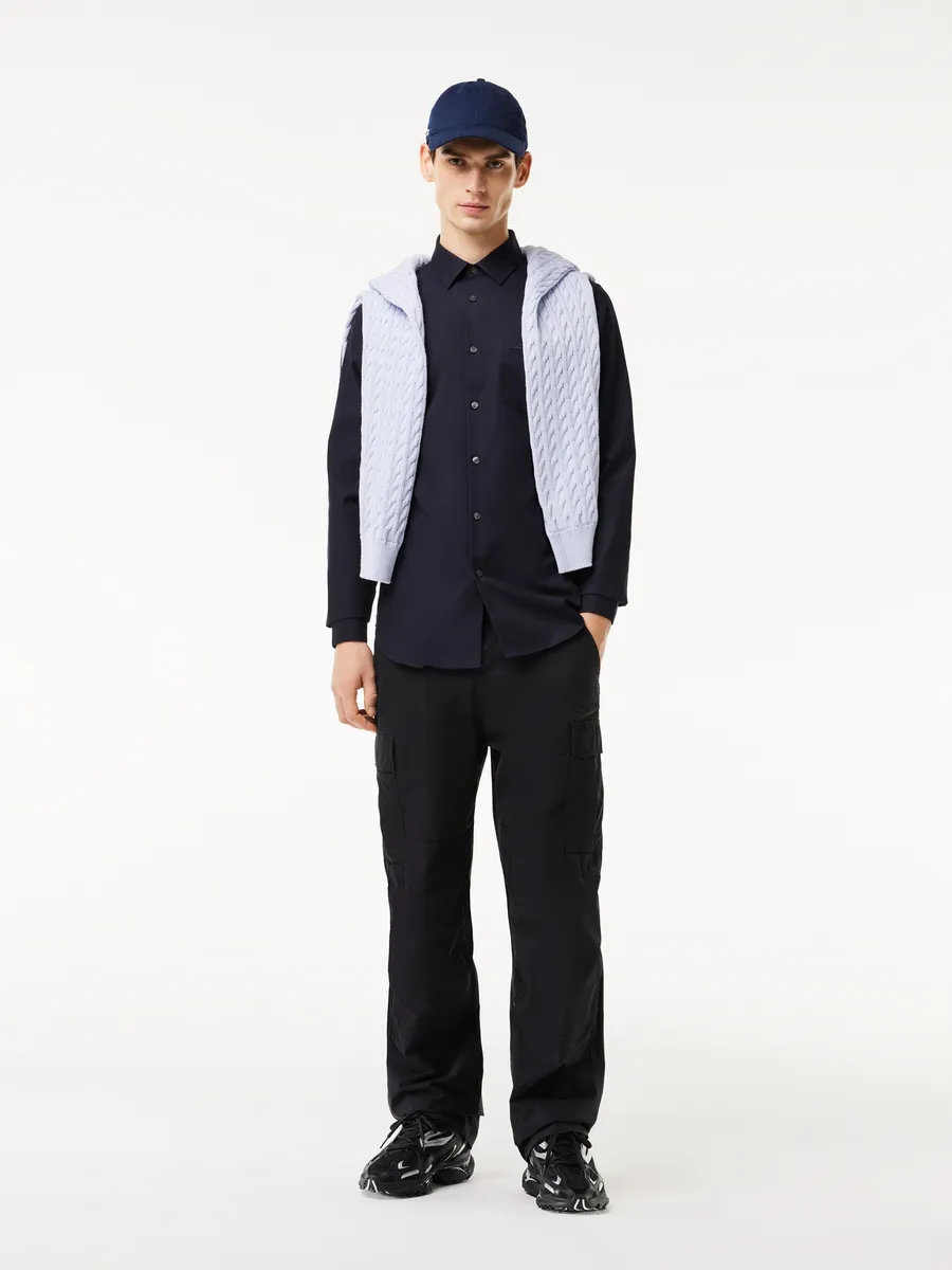 LACOSTE Regular Fit Shaped Collar Shirt Navy Blue