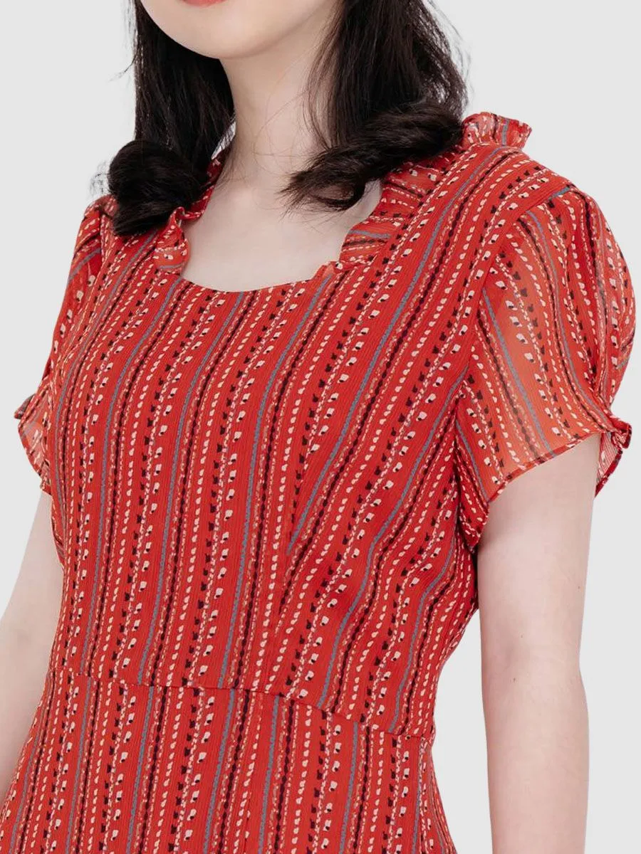 AMILA Women Dress Chiffon Angora Orange