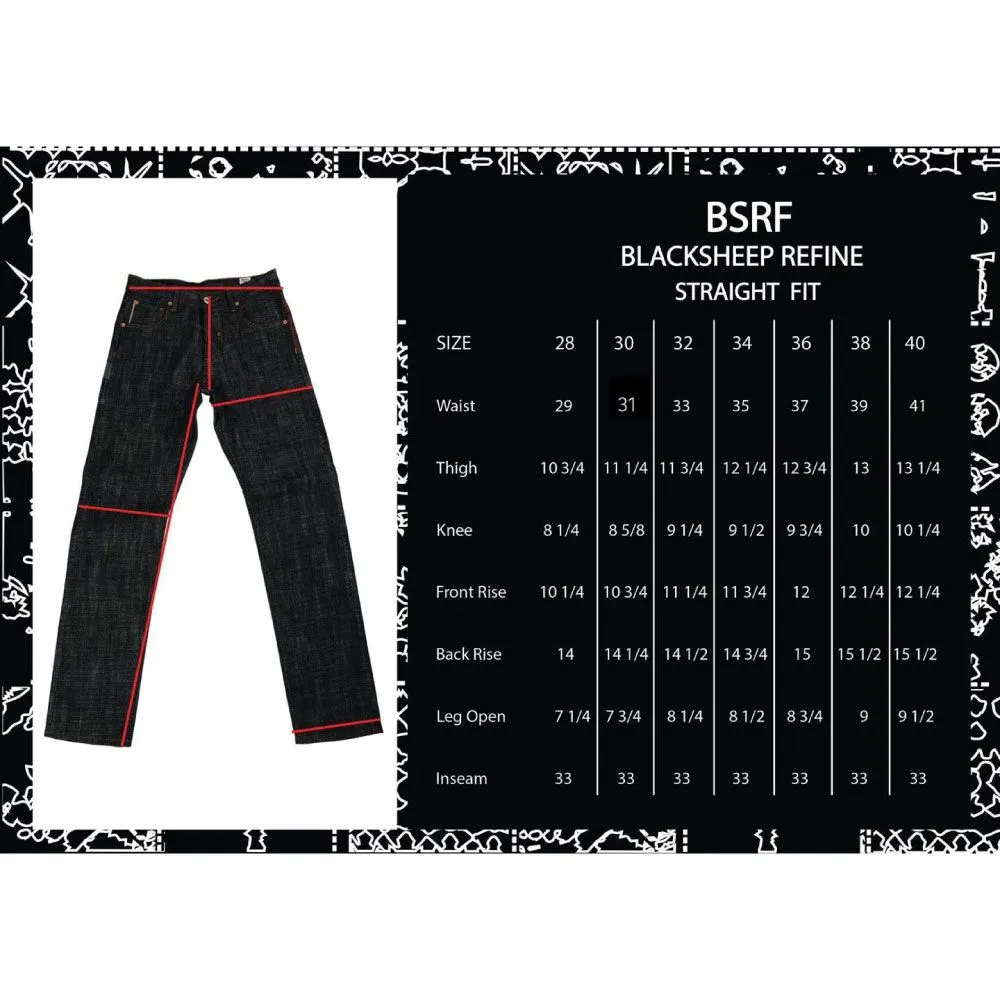 BLACK SHEEP JEANS Dark Blue Straight Fit Jeans 16oz. BSRF-M-ST204