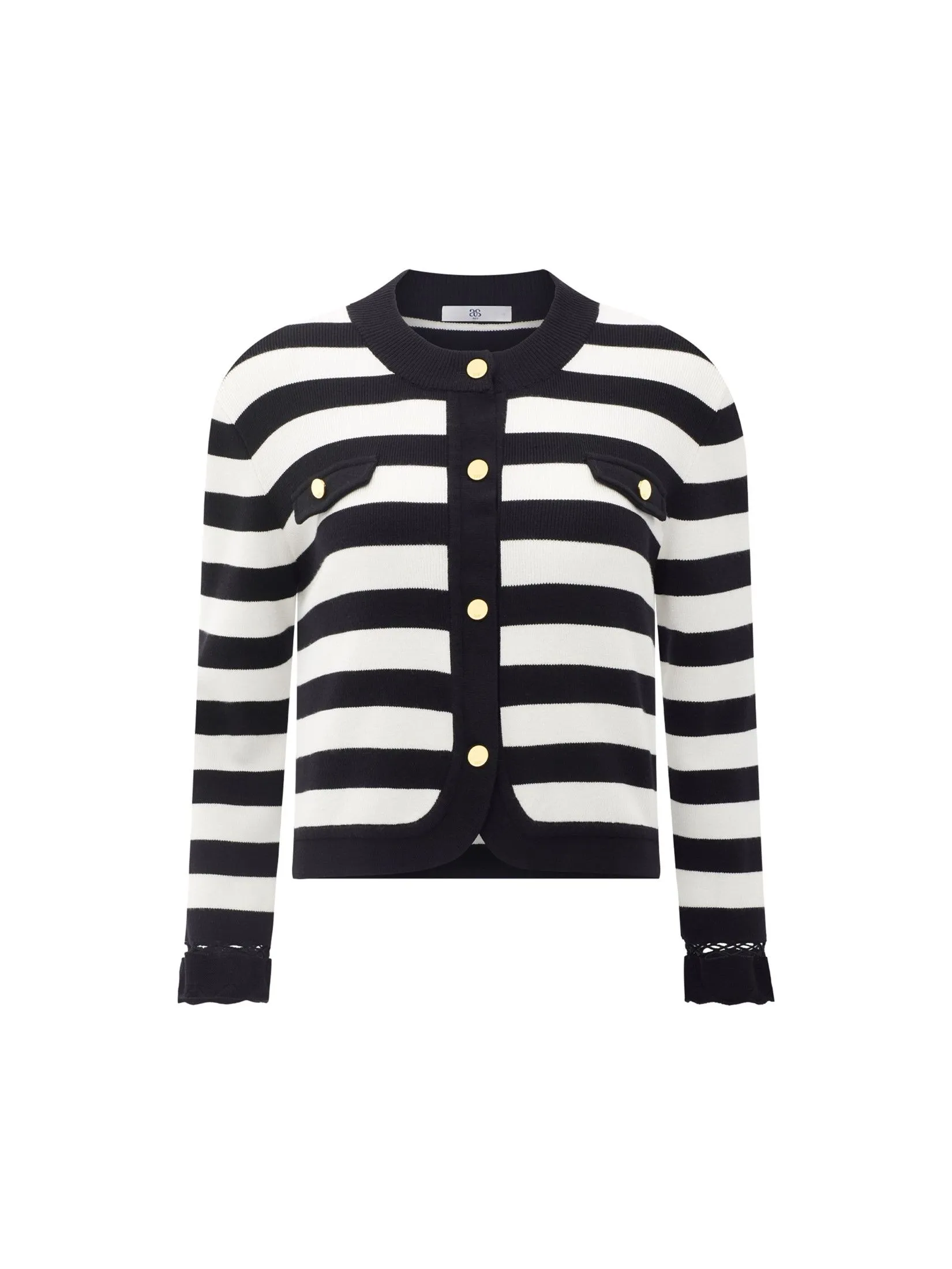 ASV (AW24) Imani Striped Women Cropped Cardigan White Black