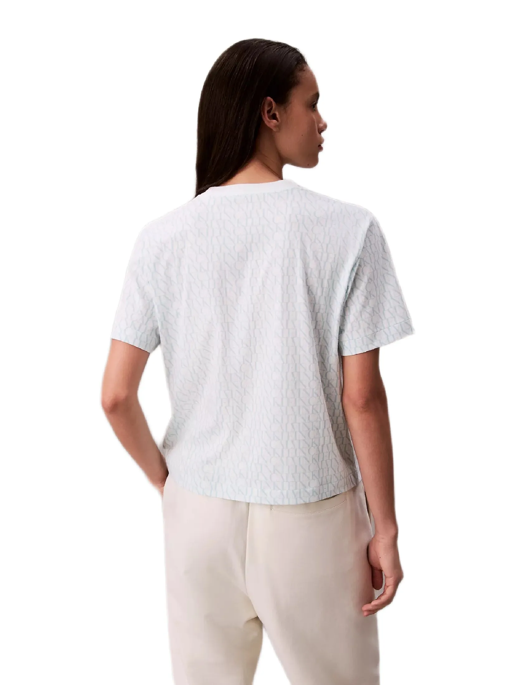CALVIN KLEIN Women s Allover Monogram Boxy T-Shirt White