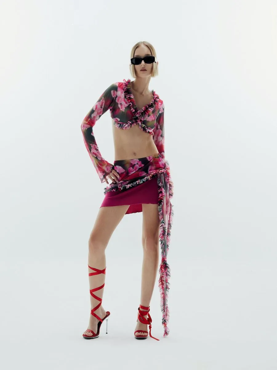 BLACKDOG BKK Women Pink ruffle short skirt