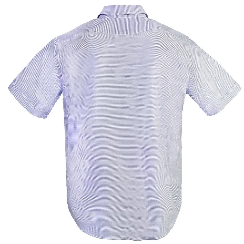BROWNE & CO. Navy Stripe Short Sleeves Shirt