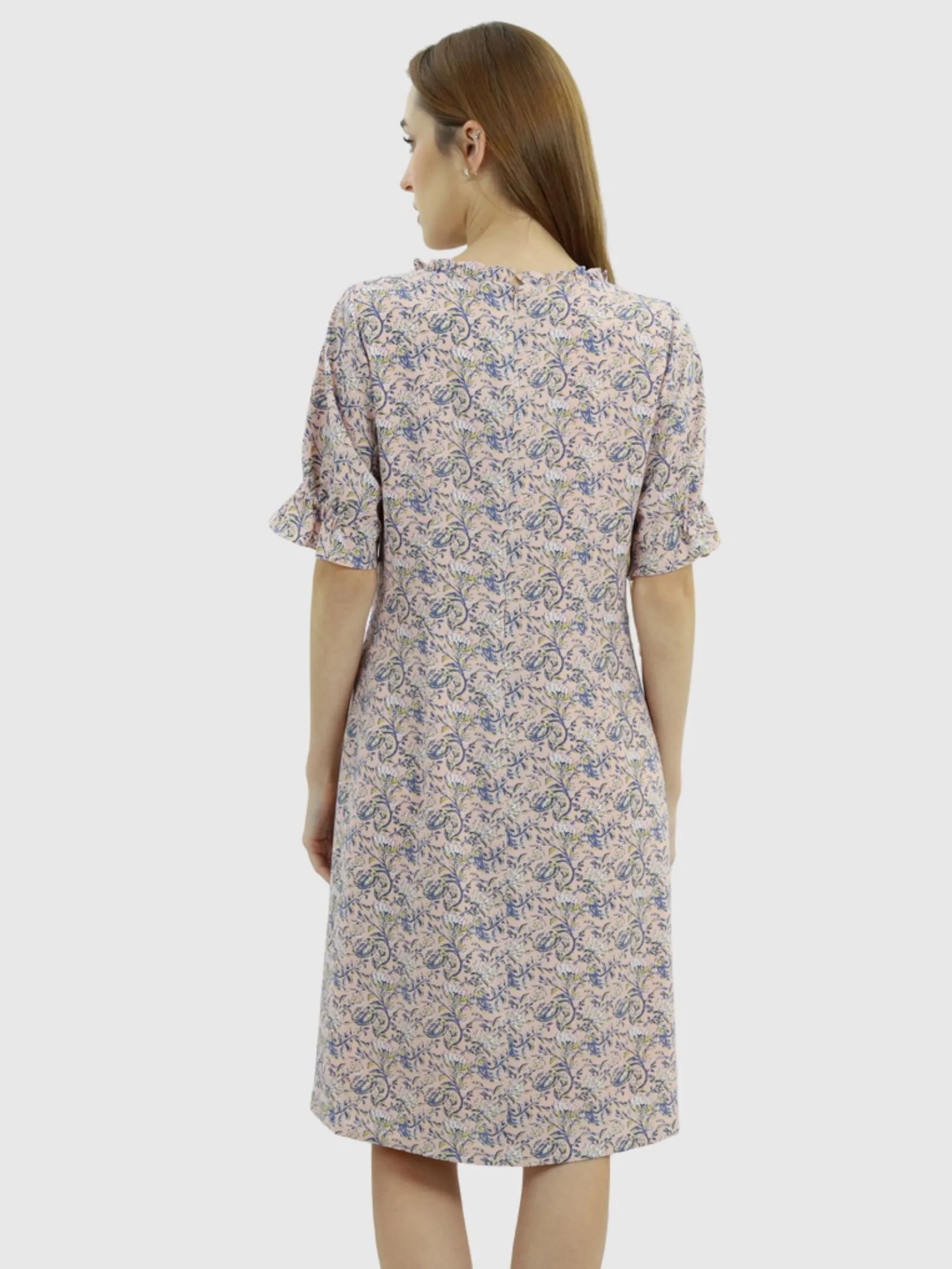 VERONIQA Women Dress Short Sleeves Chiffon Dobby Pink