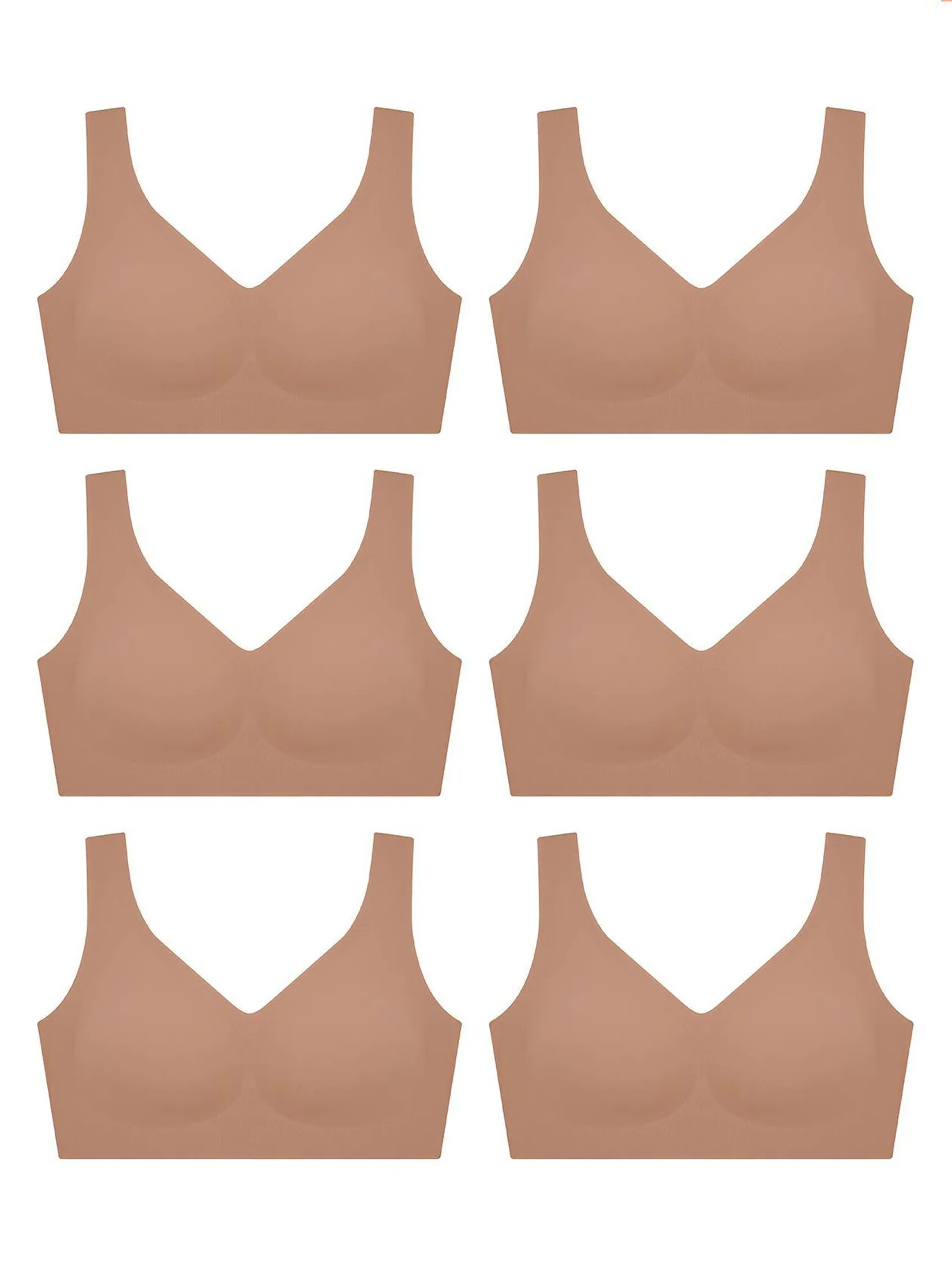 SABINA [Pack 6 Piece] [Online Exclusive] Woman Soft Collection Wireless Bra - Tan