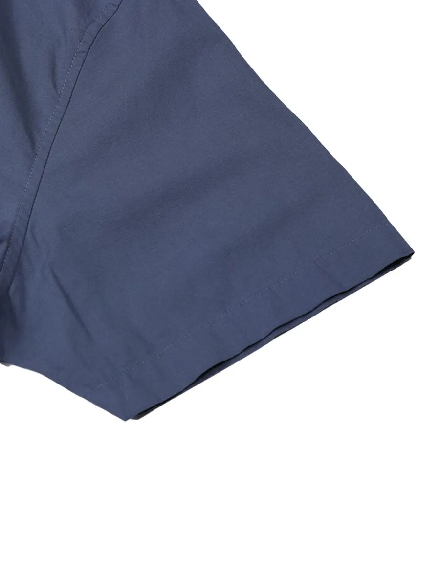 GIORDANO Men's Short Sleeve Slim Fit Stretch Poplin Shirt Navy blue