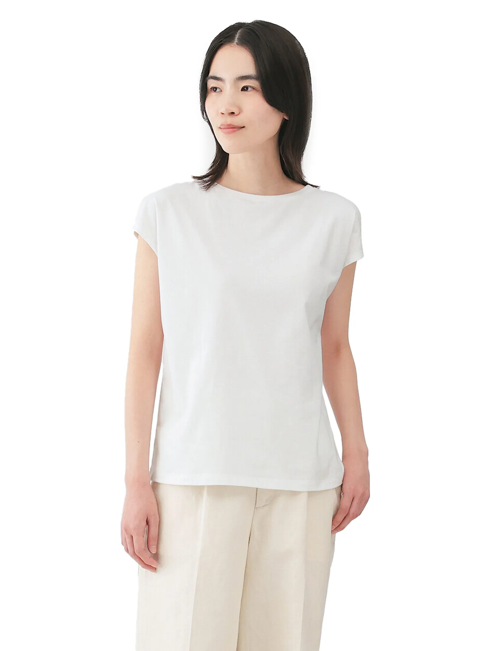 MUJI Women T-Shirt French Sleeve Jersey
