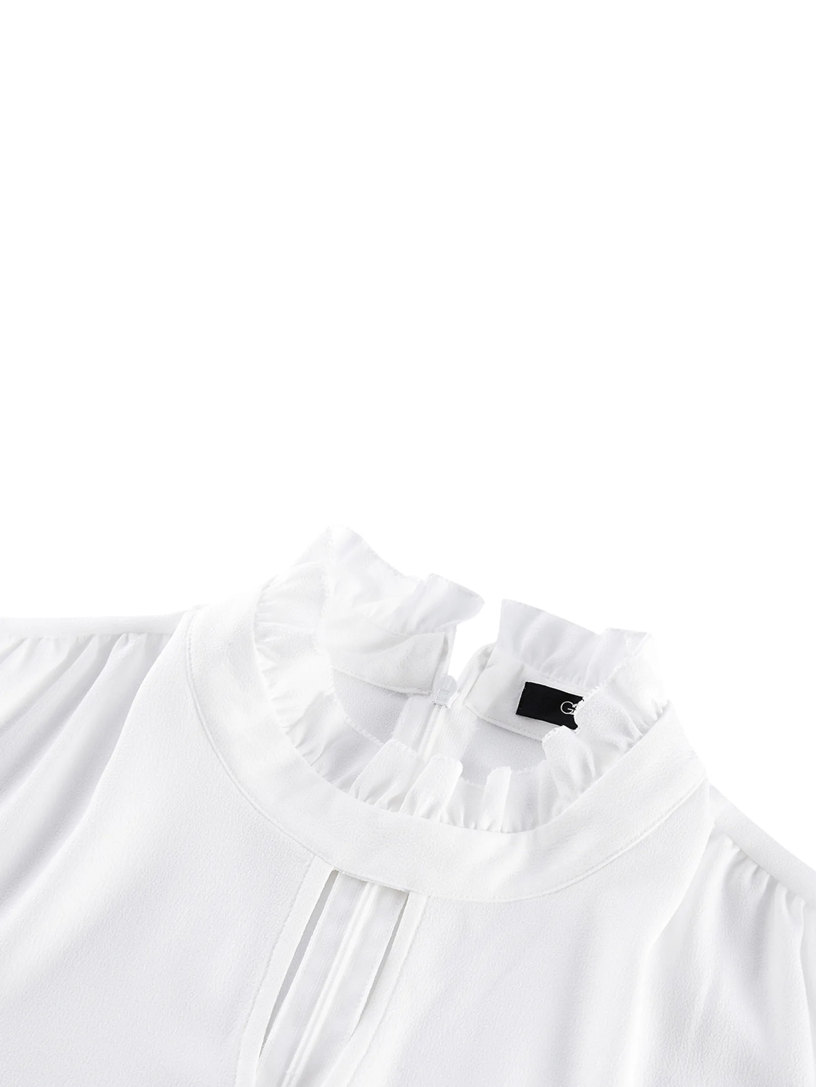 G2000 Women Clothing Crepe Ruffled Stand Collar Sleeveless Blouse  Regular Fit - Off-White