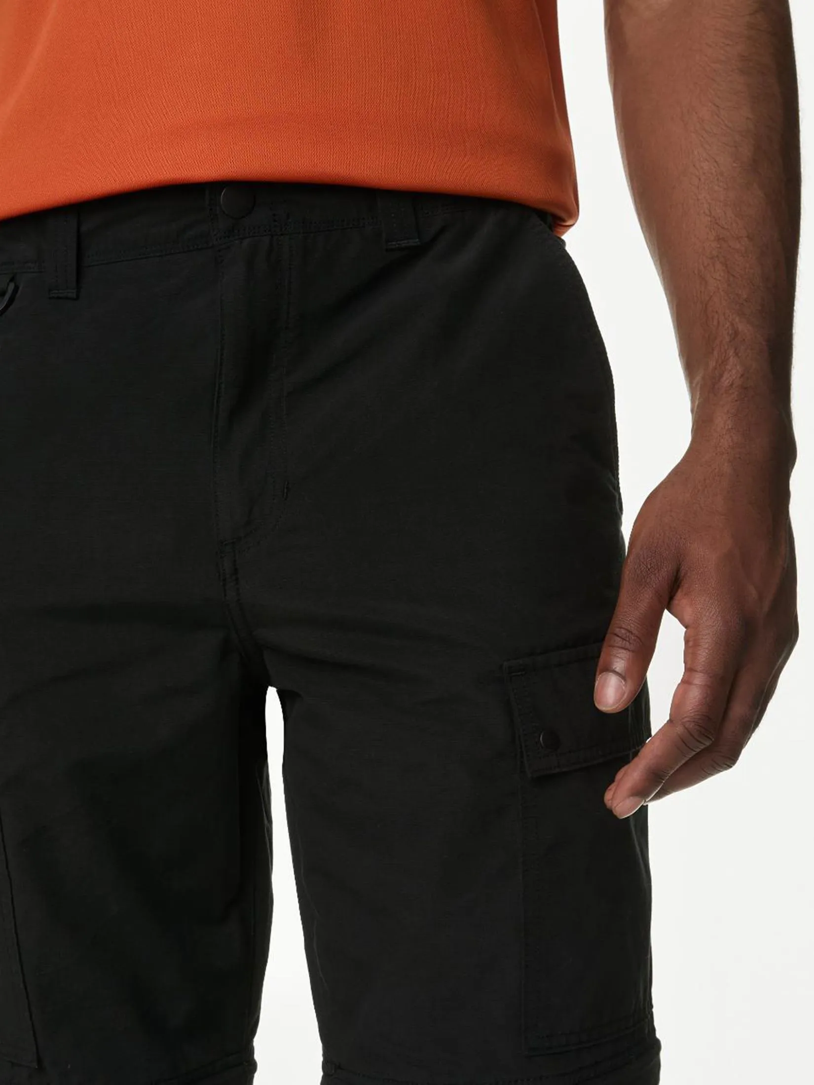 MARKS & SPENCER Men Trousers Zip Off Trekking with Stormwear Black
