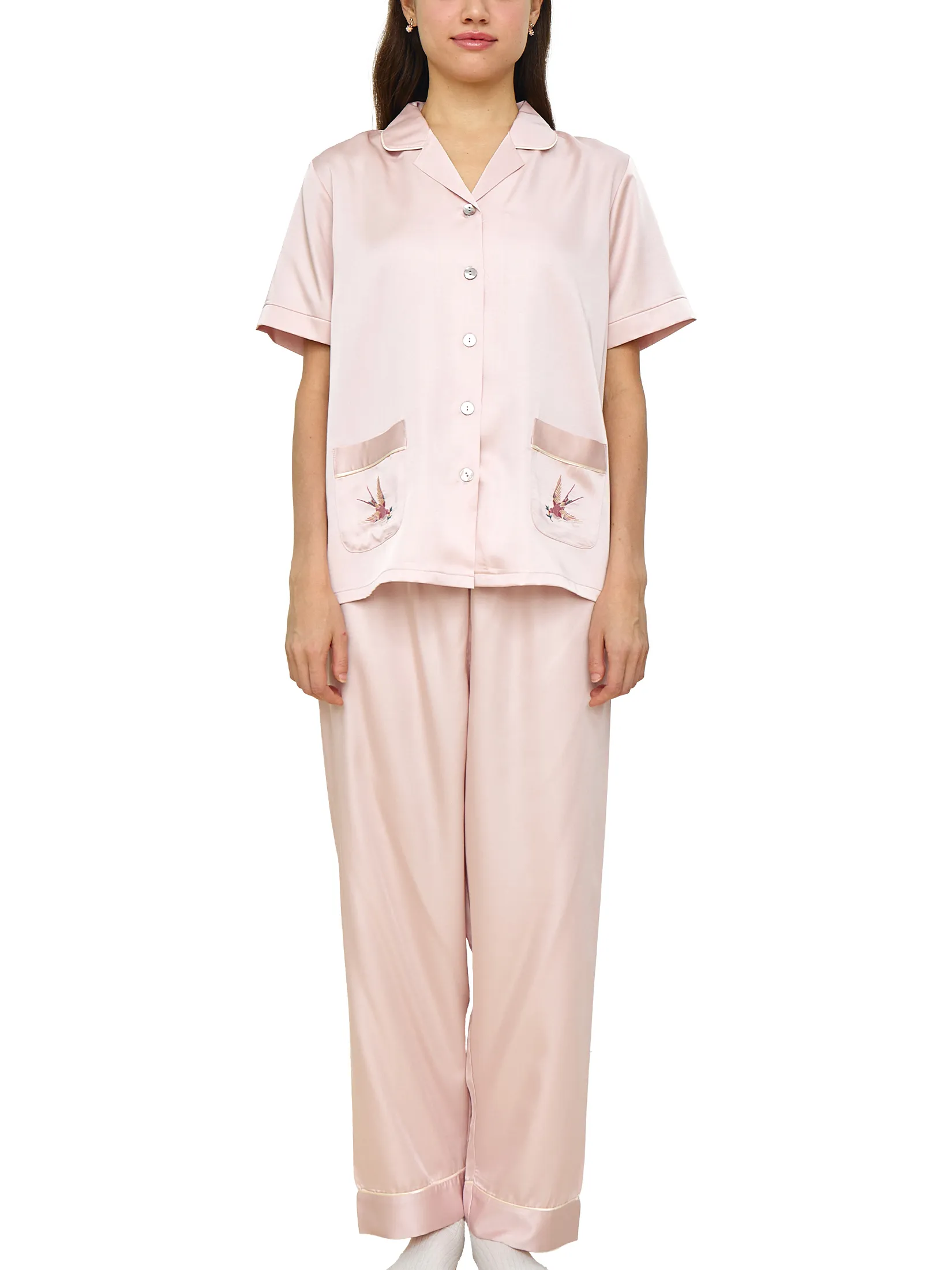 WACOAL Women Sleepwear Collection CAFE’ CATION short sleeved, long legged with fiber Collagen Pink