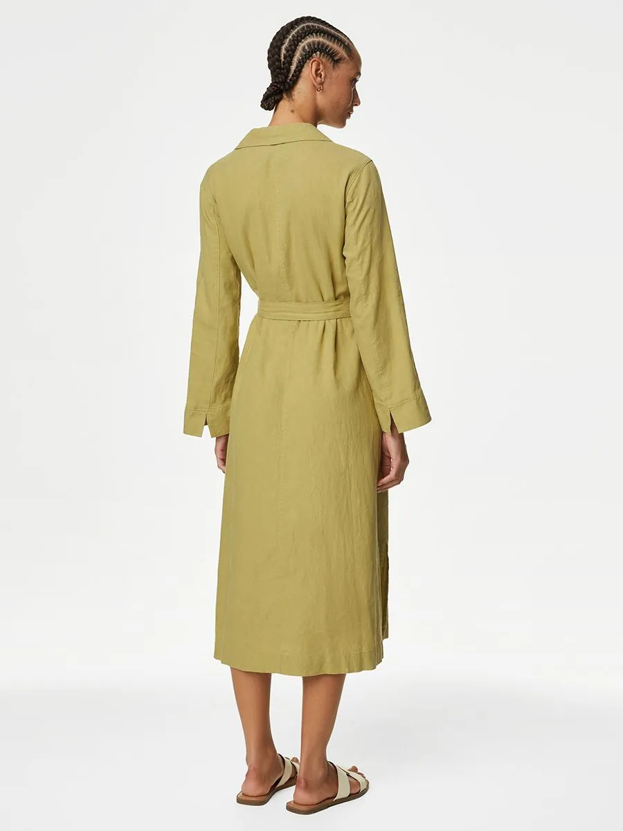 MARKS & SPENCER Women Maxi Dress Relaxed Linen Rich Onyx