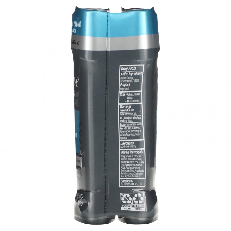 Dove, Men+Care, дезодорант-антиперспирант «Чистый комфорт», 2 шт. по 76 г