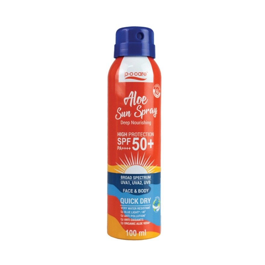 P.O. Care Aloe Sun Spray Face Body SPF50+ PA++++ 100 Ml. สเปรย์ กันแดด