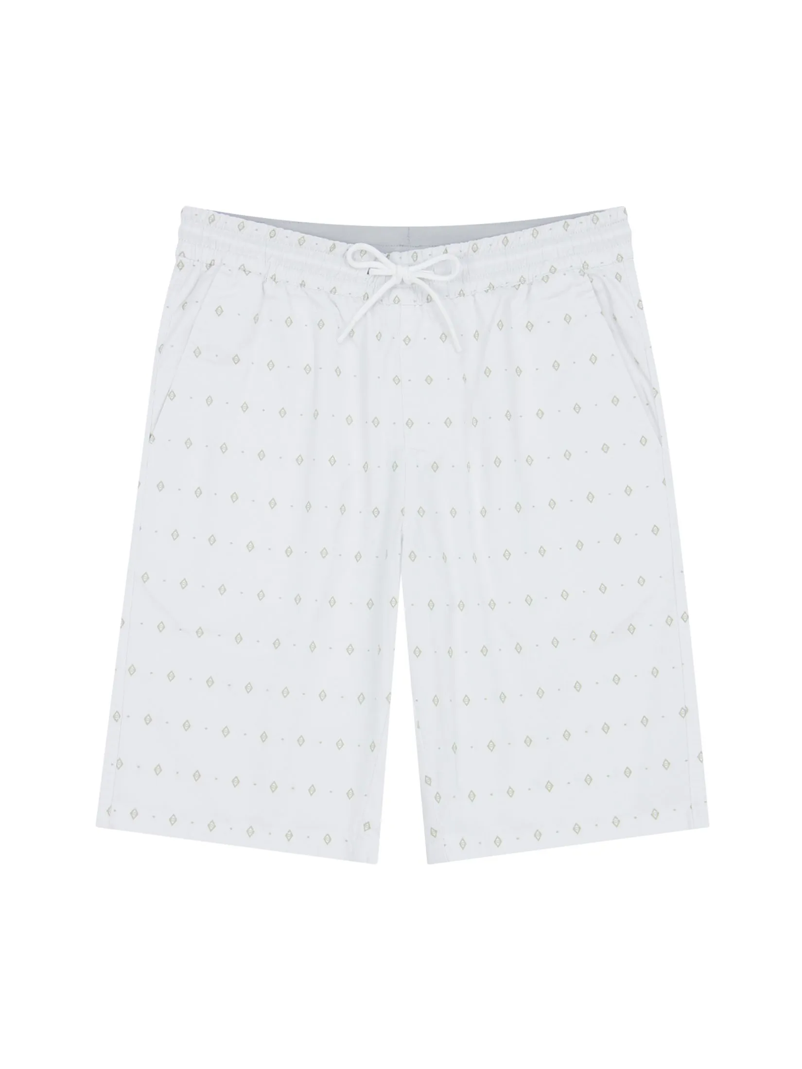 GIORDANO Men's Mid-Rise Slim Fit Elastic Waist Twill Bermuda Shorts White