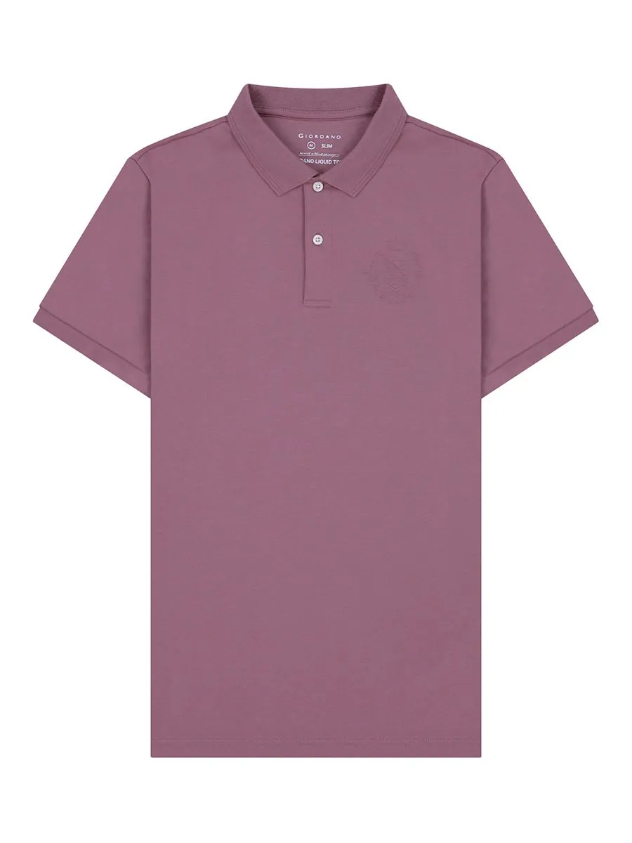 GIORDANO Men's Slim Fit Embroidery Bold Polo (Liquid Touch) Wistful mauve purple Size - XL
