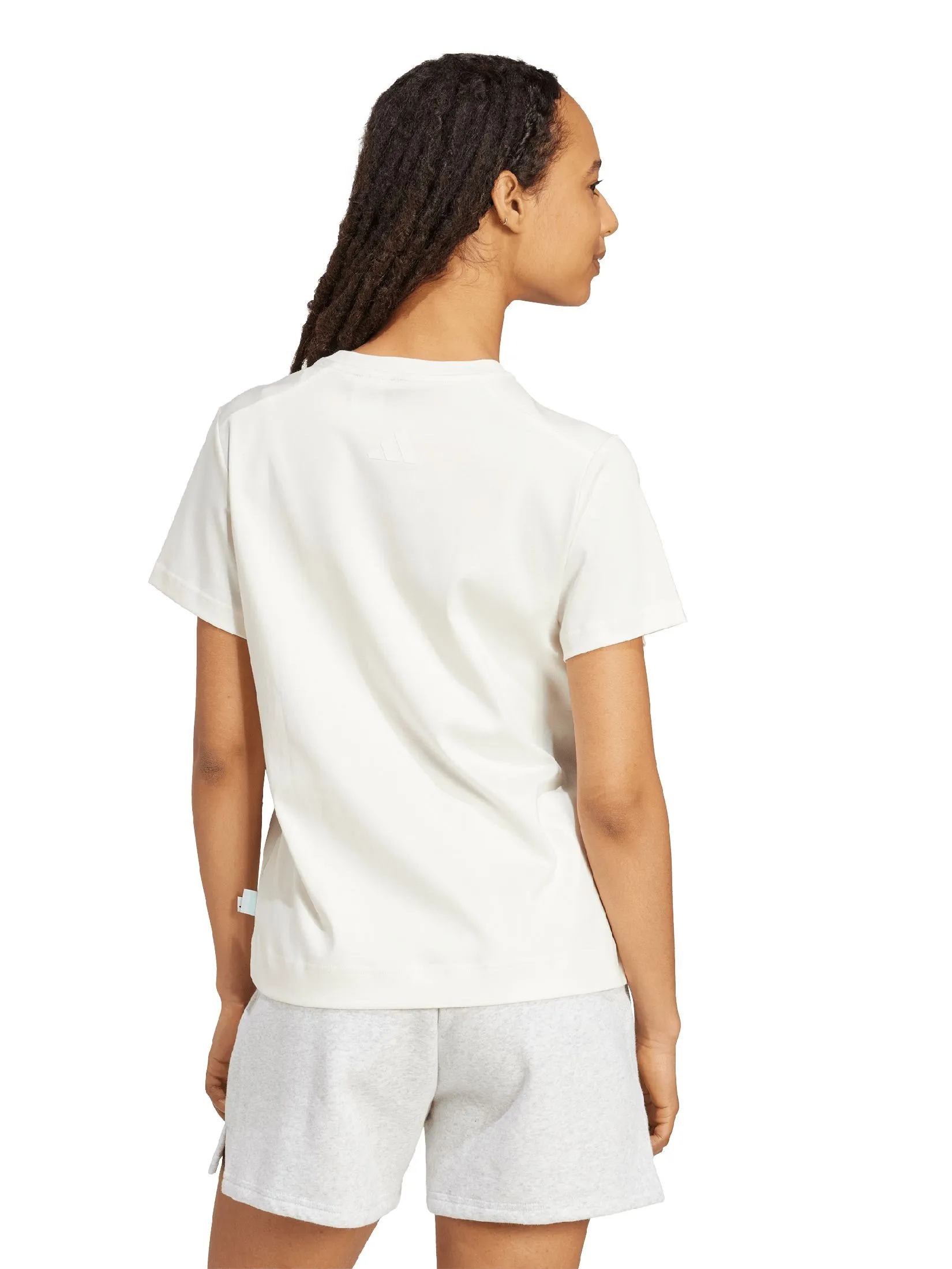 ADIDAS Women T-Shirt Cat Patch Graphic JV8515 White / Off White