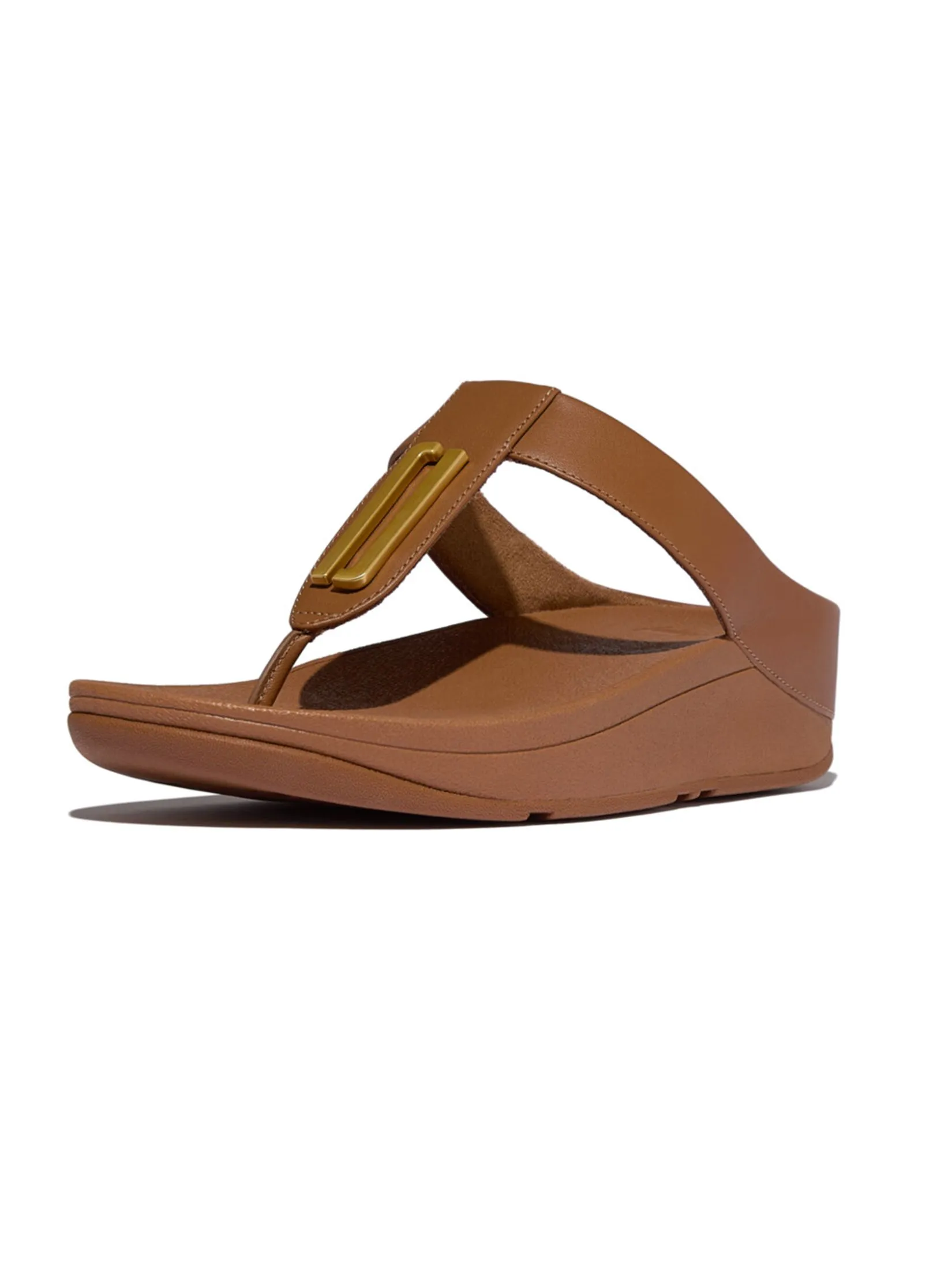 FitFlop™ WOMEN'S FINO GOLD-TRIM LEATHER T/P BROWN