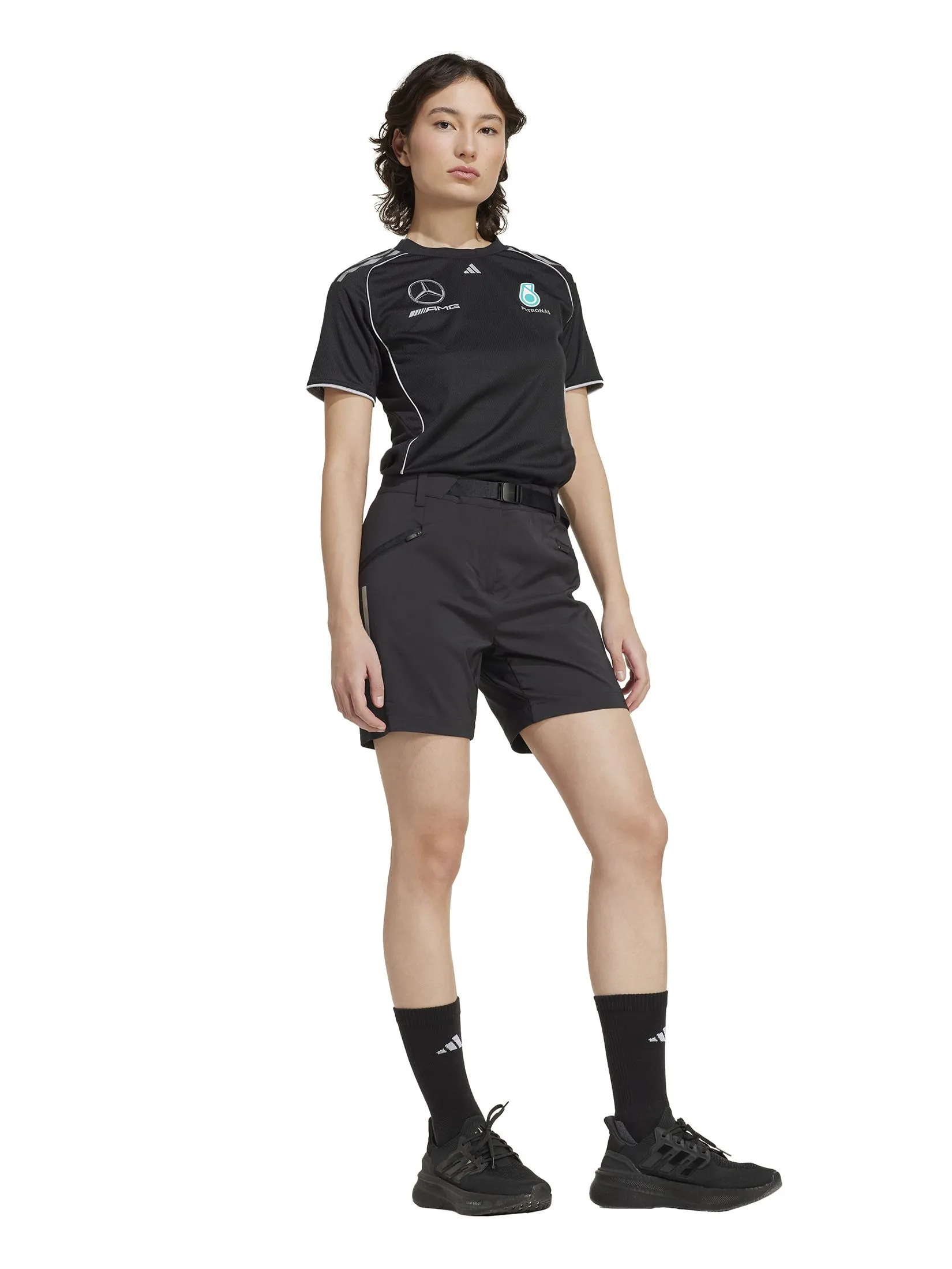 ADIDAS Women Short Mercedes - AMG Petronas Formula One Team Mechanics JX8287 Black / Reflective Silver