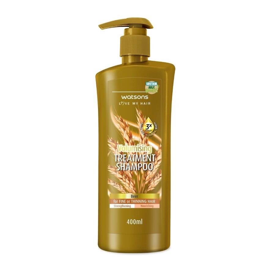 Watsons Treatment Shampoo Beer for Fine or Thinning Hair 400ml.