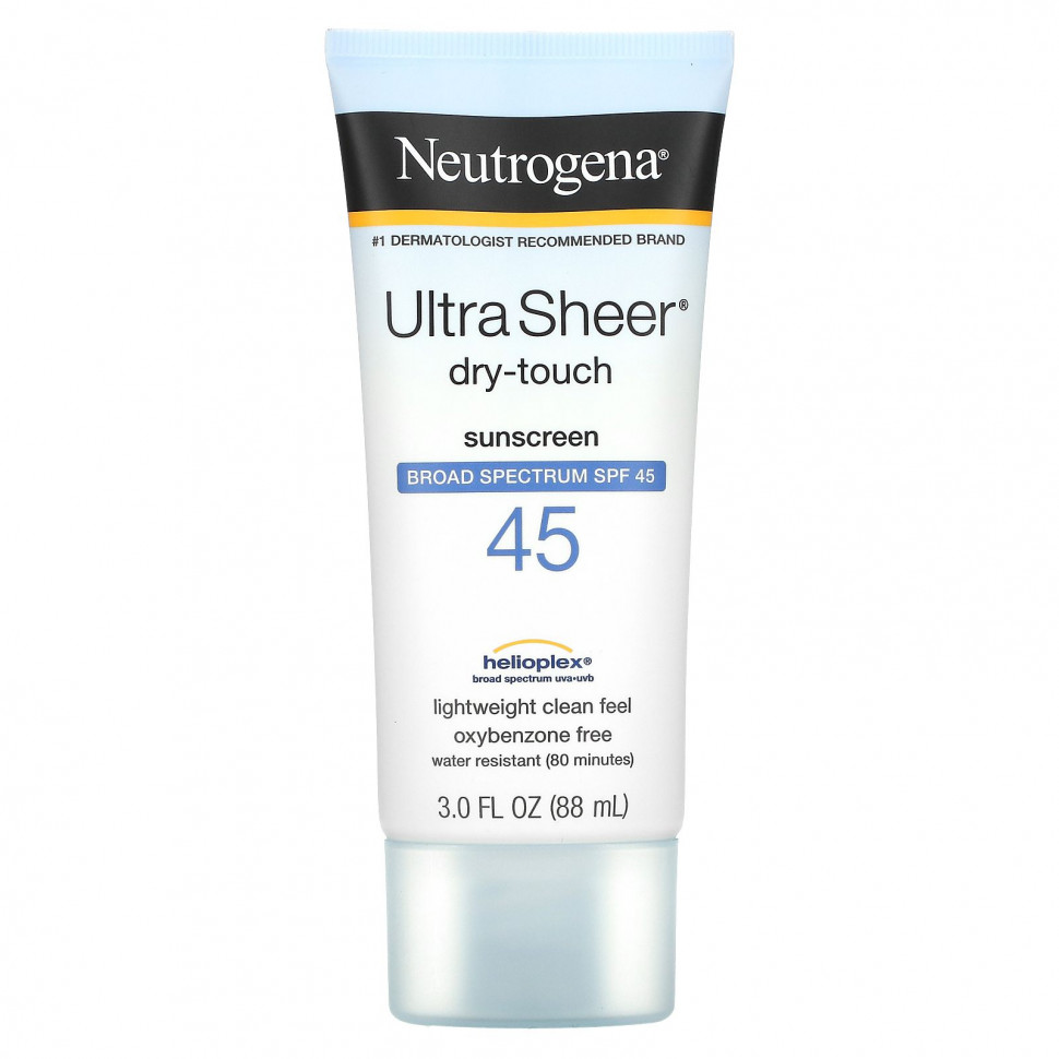 Neutrogena, Ultra Sheer, сухой на ощупь солнцезащитный крем, SPF 45, 88 мл (3 жидк. унции) - NGN-68795-SPF 100+