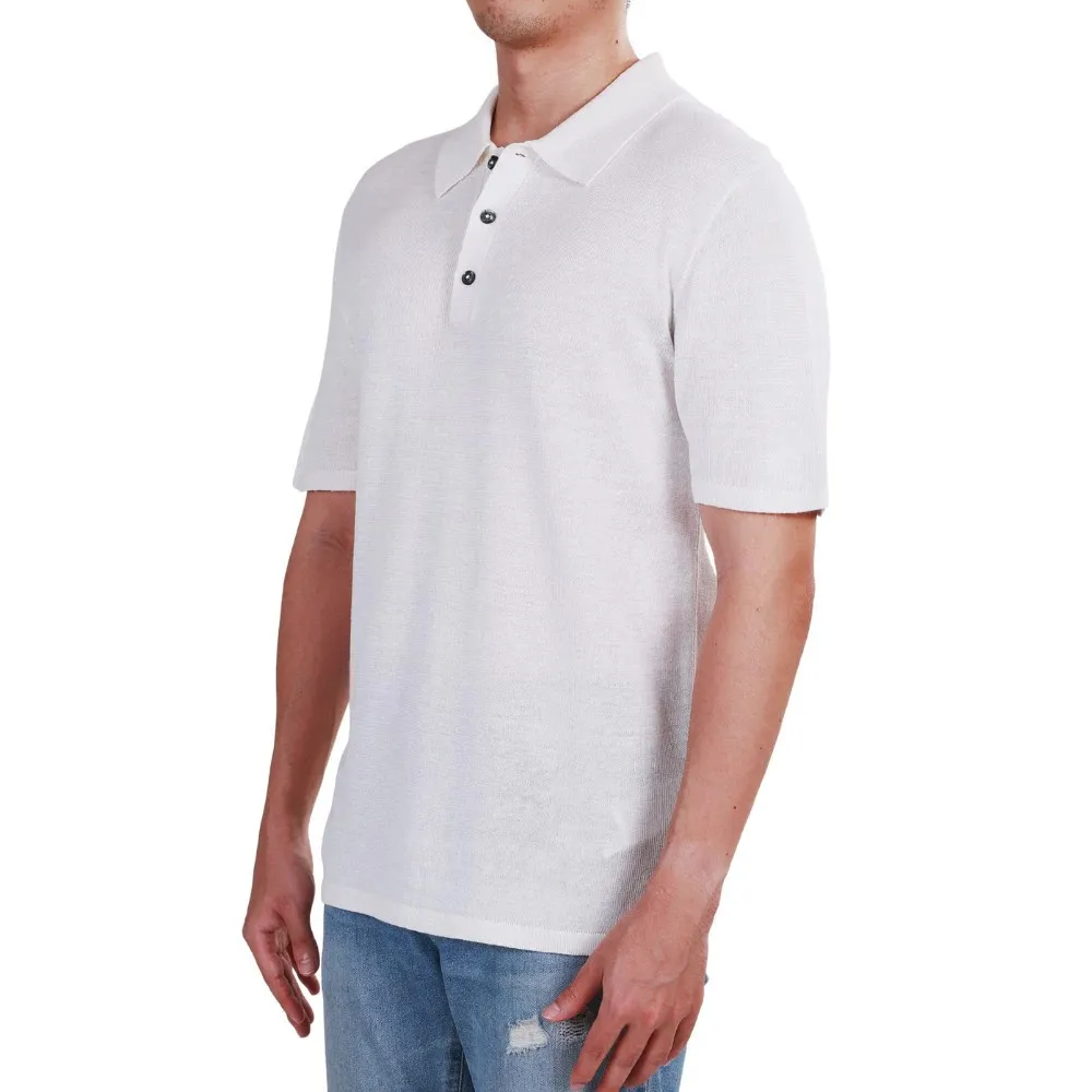 CALVIN KLEIN Men s Linen Blend Classic Sweater Polo Shirt White