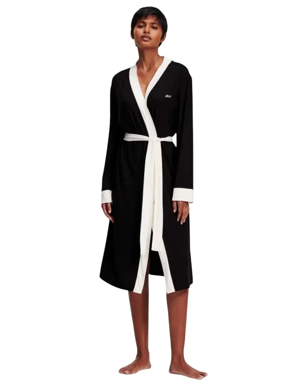 KARL LAGERFELD RTW-1 LOGO DRESSING WOMEN GOWN BLACK