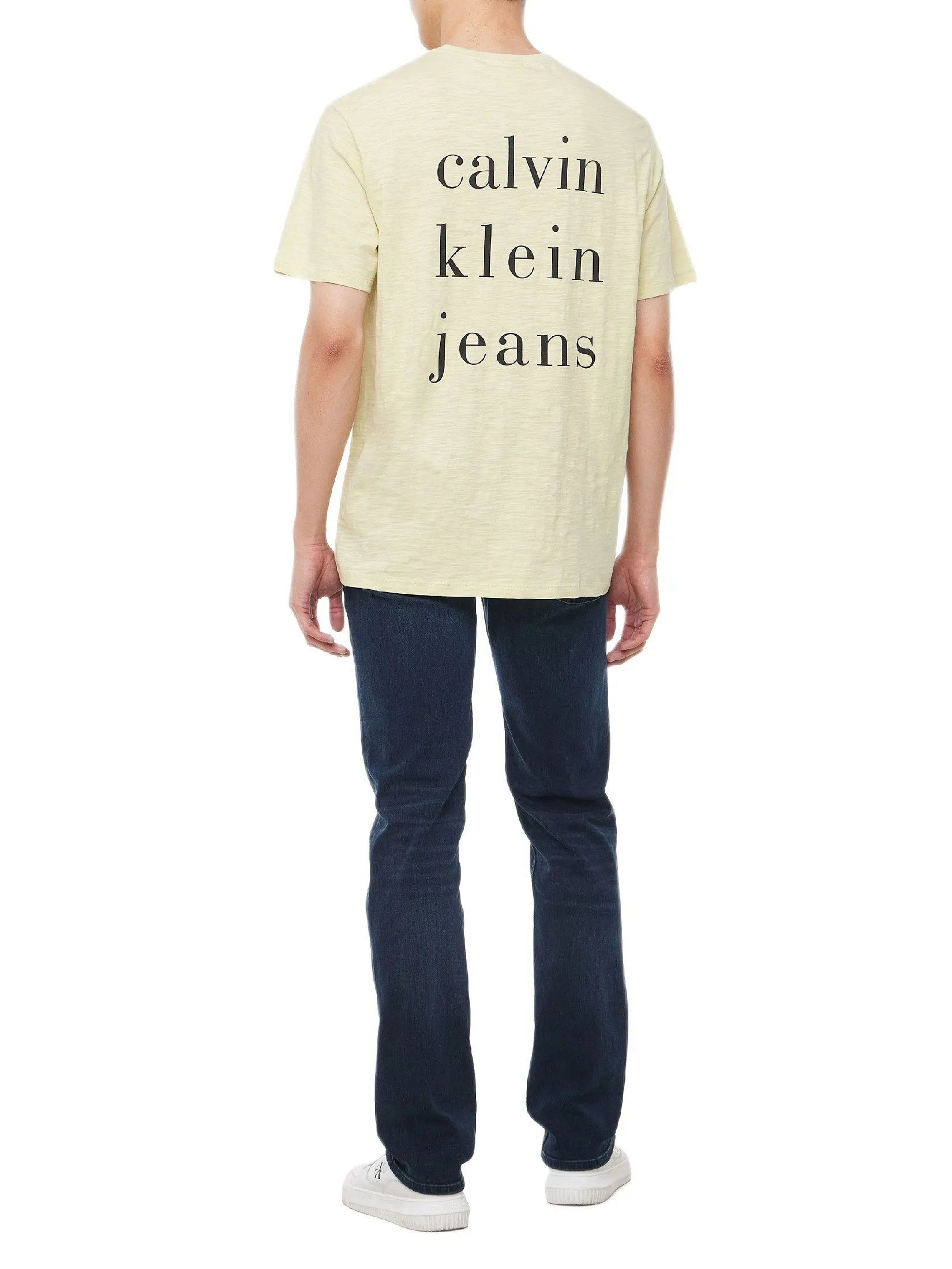 CALVIN KLEIN Men's Slub CKJ Classic Short Sleeve T-Shirt Light yellow