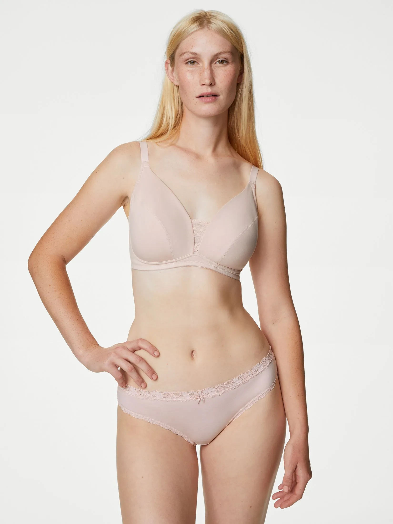 MARKS & SPENCER Women Bras Cotton & Lace Non Wired Full Cup 3pk Multi-Color