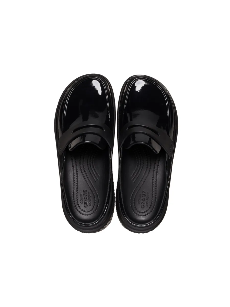 CROCS UNISEX STOMP HIGH SHINE LOAFER CLOG - BLACK