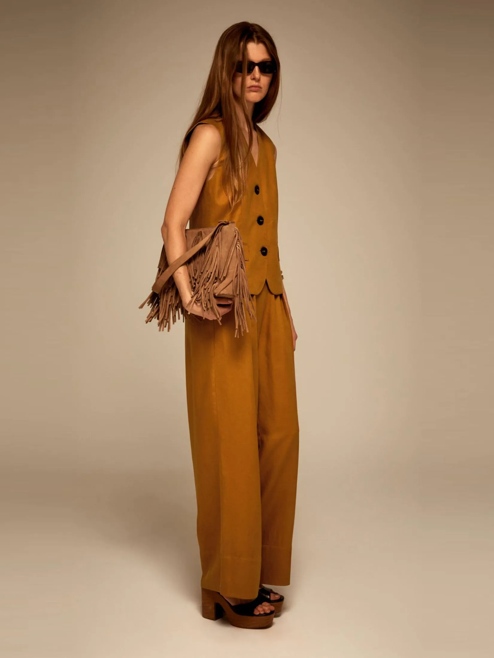 SFERA Women Vest Belt Dark Yellow