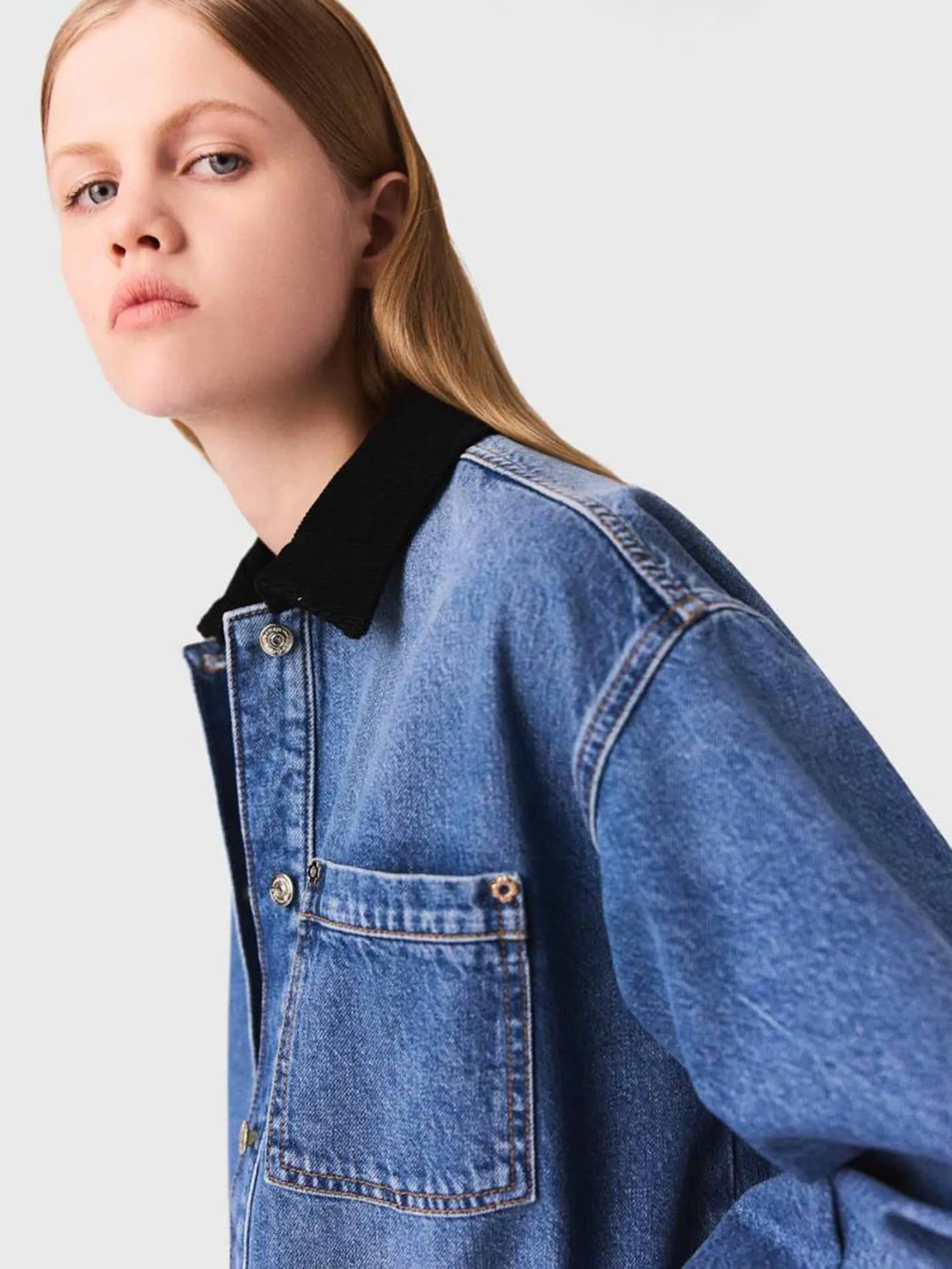 MAJE Women Jacket Faded Denim