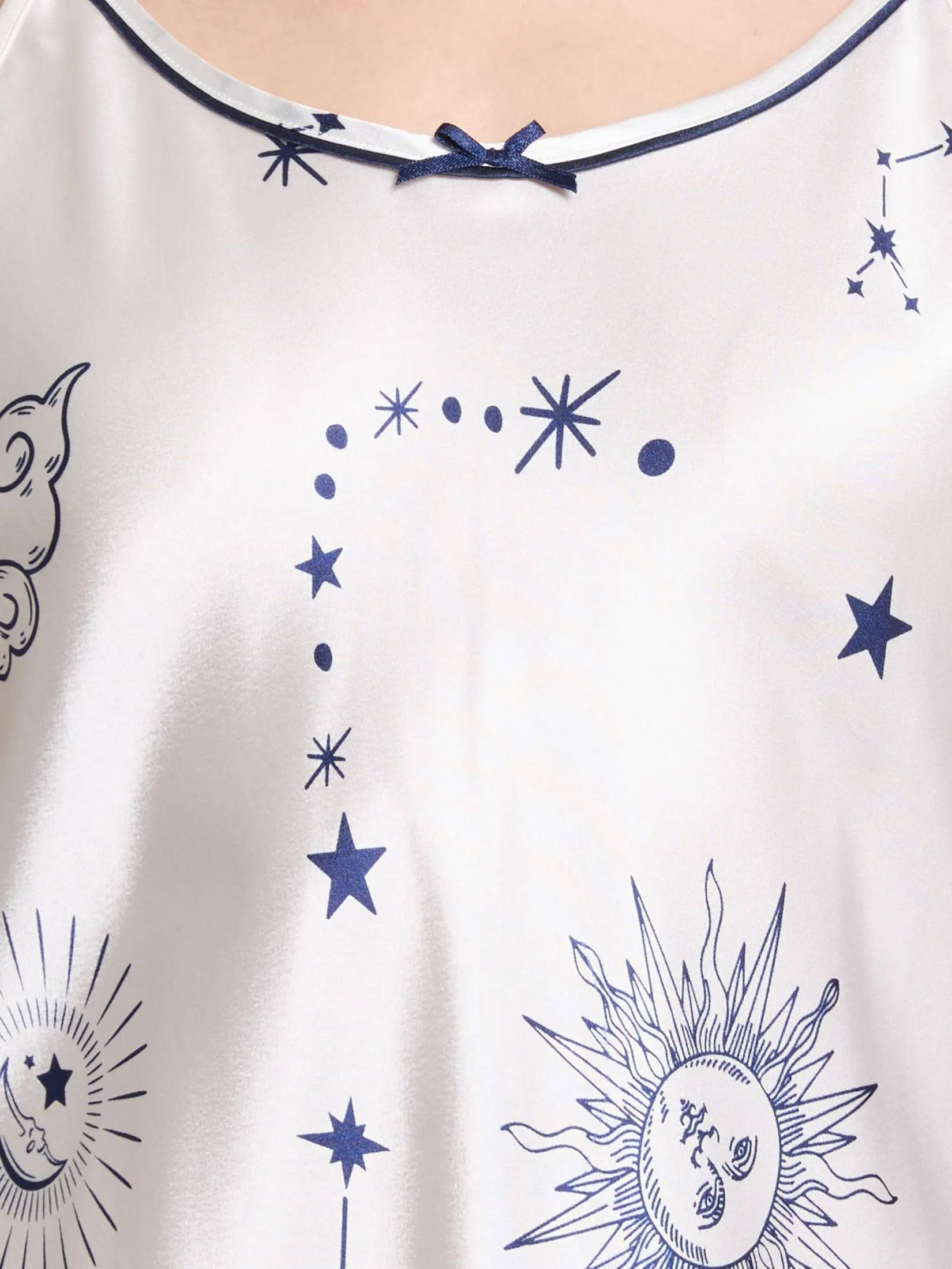 MARIA VICTORIA Women Night Dress Cami and Crew Neck Off White