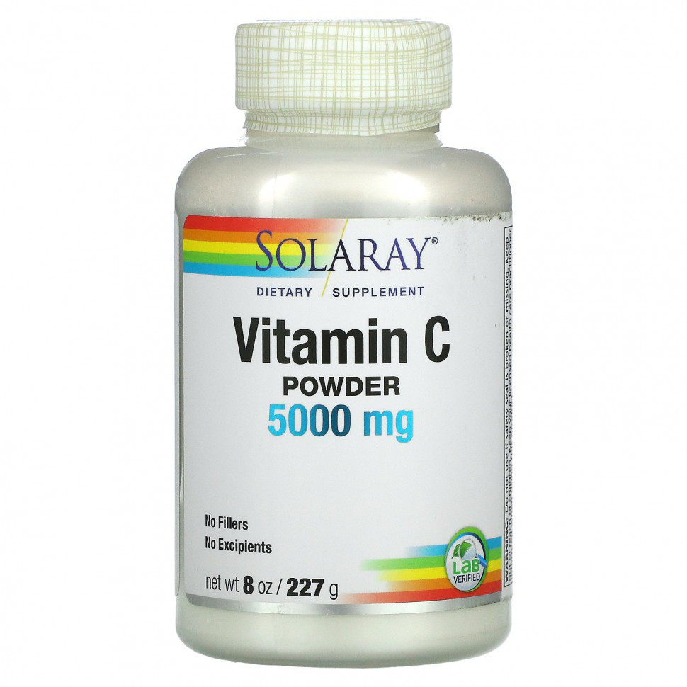 Solaray, Витамин C в порошке, 5000 мг, 227 г (8 унций)