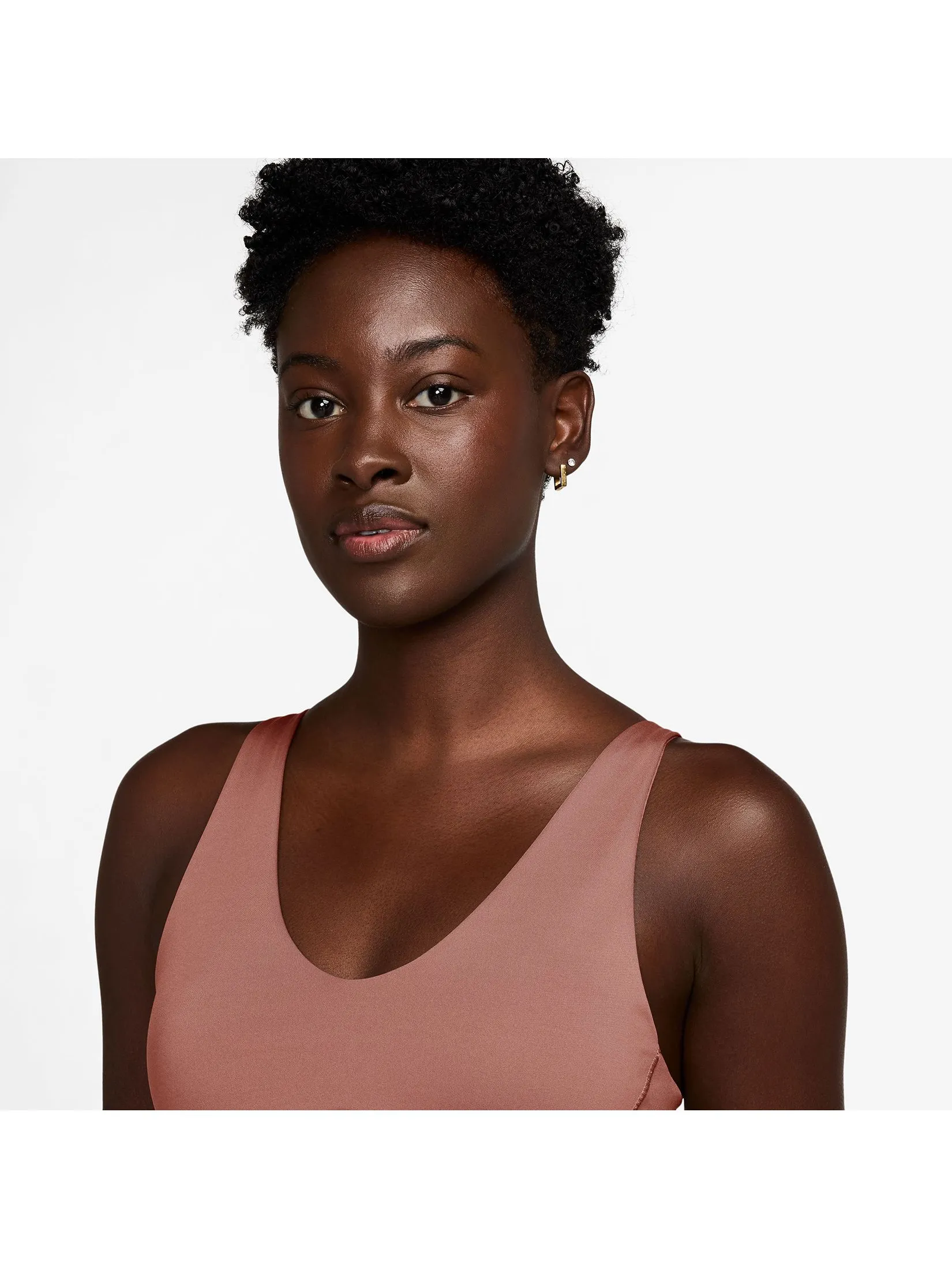 NIKE Women Sport Bar Pro Indy Plunge Medium Support HF7325-685 Rust Pink/Pink Quartz/White