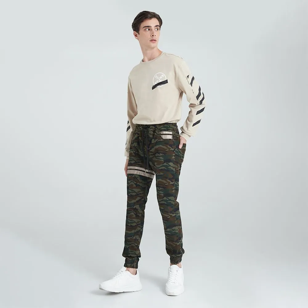DAVIE JONES GREEN ELASTICATED CAMO JOGGER GP0023GR