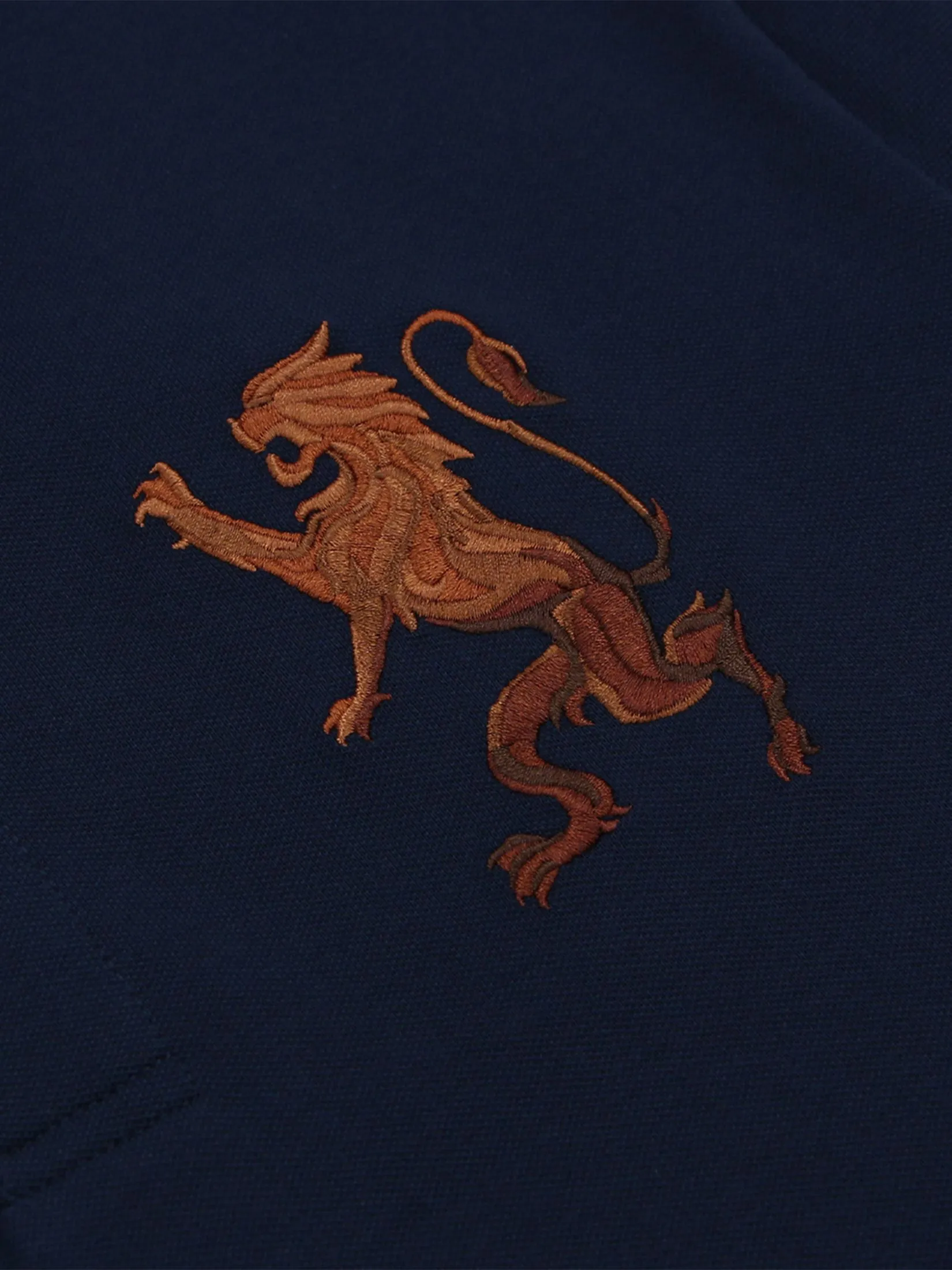 GIORDANO Men's Lycra Pique Embroidery Polo (3D Lion) Signature navy
