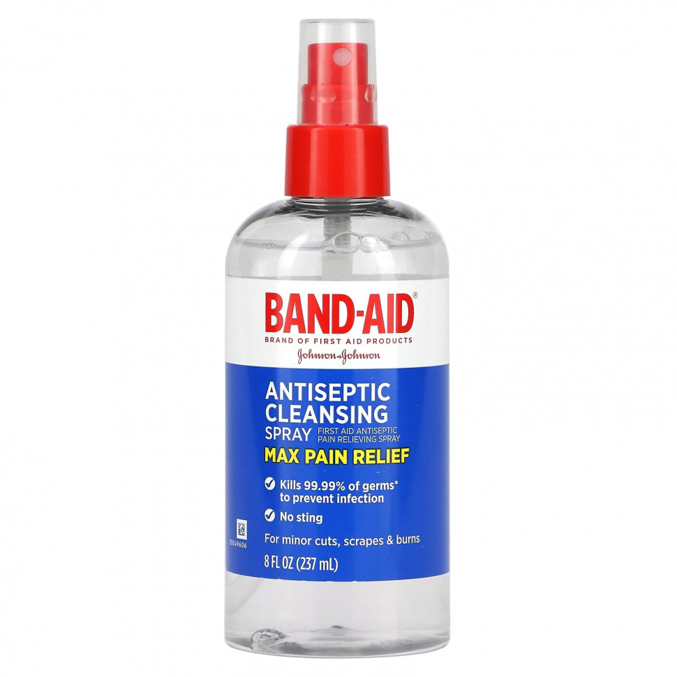 Band Aid, Антисептический очищающий спрей, максимальное обезболивание, 237 мл (8 жидк. Унций)