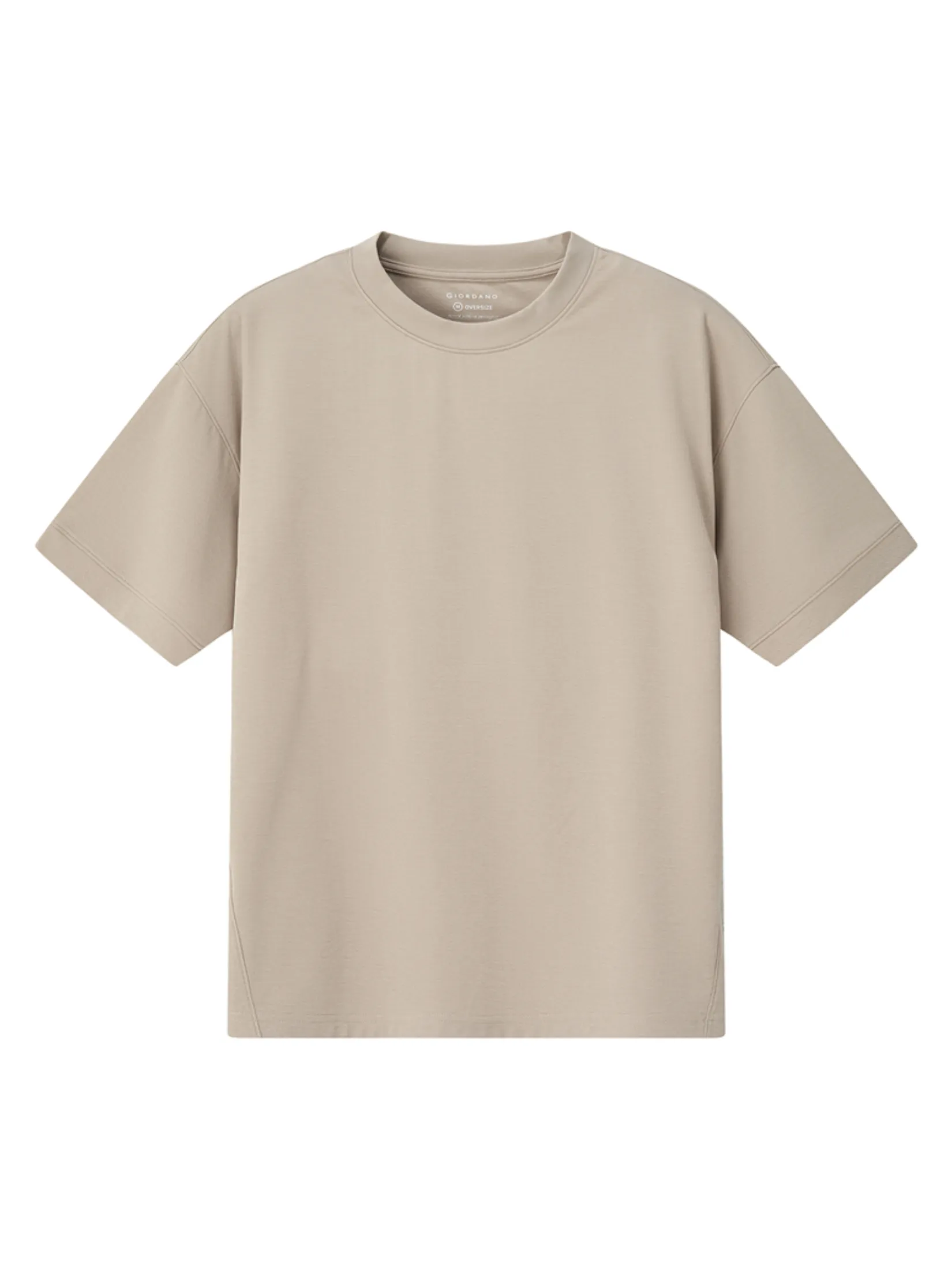 GIORDANO Men s Sorona Jacquard Short Sleeve Oversize Tee Pure Cashmere khaki