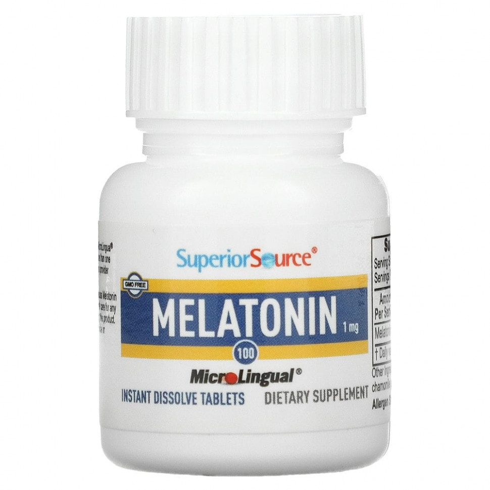 Superior Source, мелатонин, 1 мг, 100 быстрорастворимых таблеток MicroLingual