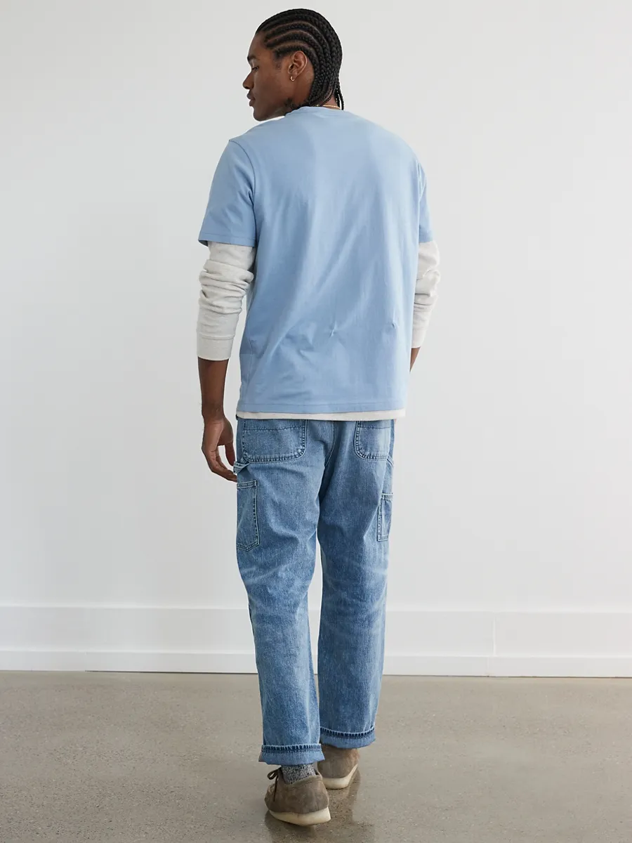 AMERICAN EAGLE MEN G SS CORE BRAND SET IN TEE- PC DYE + SERIOUSLY SOFT WASH 440 SOFT BLUE