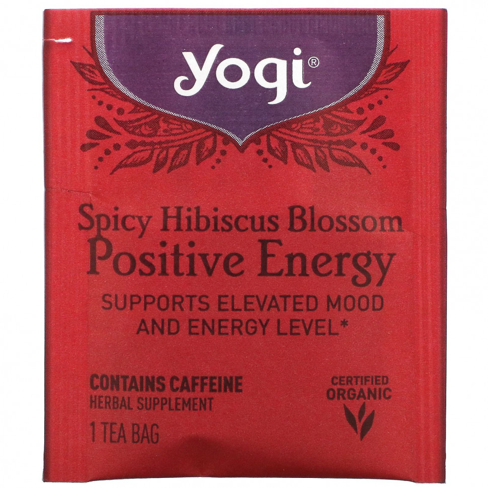 Yogi Tea, Spicy Hibiscus Positive Energy, 16 чайных пакетиков, 32 г (1,12 унции)