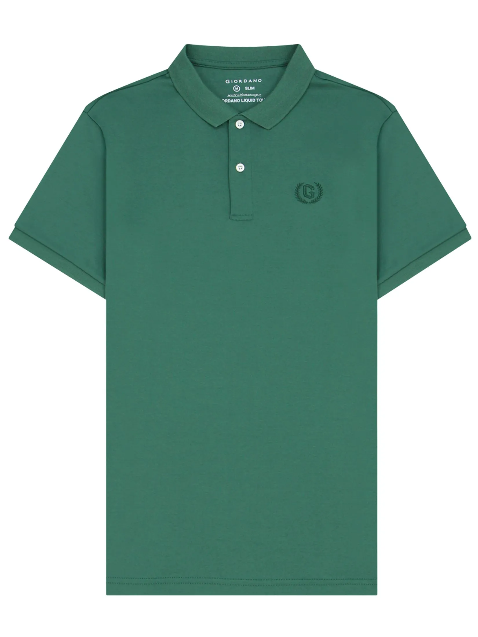 GIORDANO Men's Interlock Embroidery Polo (Liquid Touch) Smoke Pine green