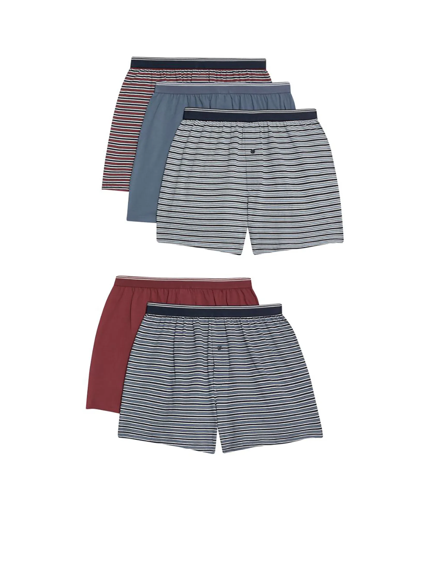 MARKS & SPENCER Men Boxers 5 pk Pure Cotton Cool & Fresh Striped Light Blue Mix