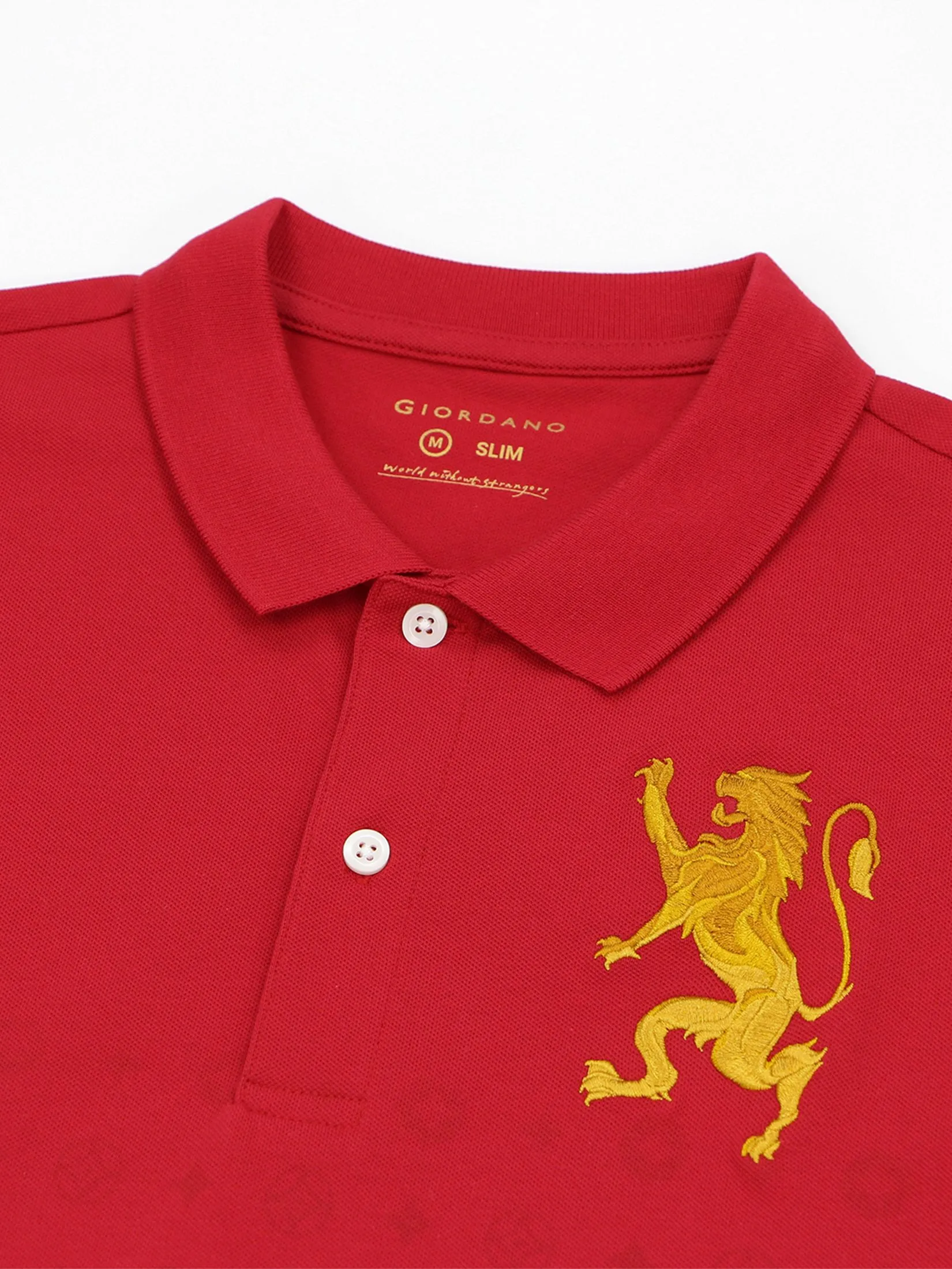 GIORDANO Men's Slim All Over Print Polo Haute Red