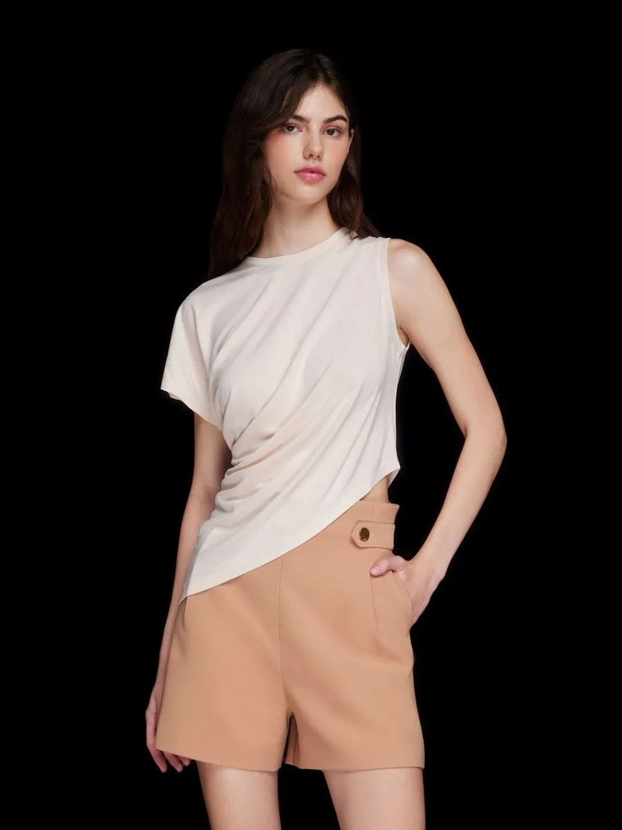 ASV (AW23) Riley Asymmetric Draped Women Top  Beige