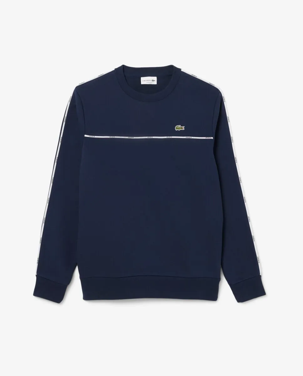 LACOSTE Logo Trim Fleece Sweatshirt Blue