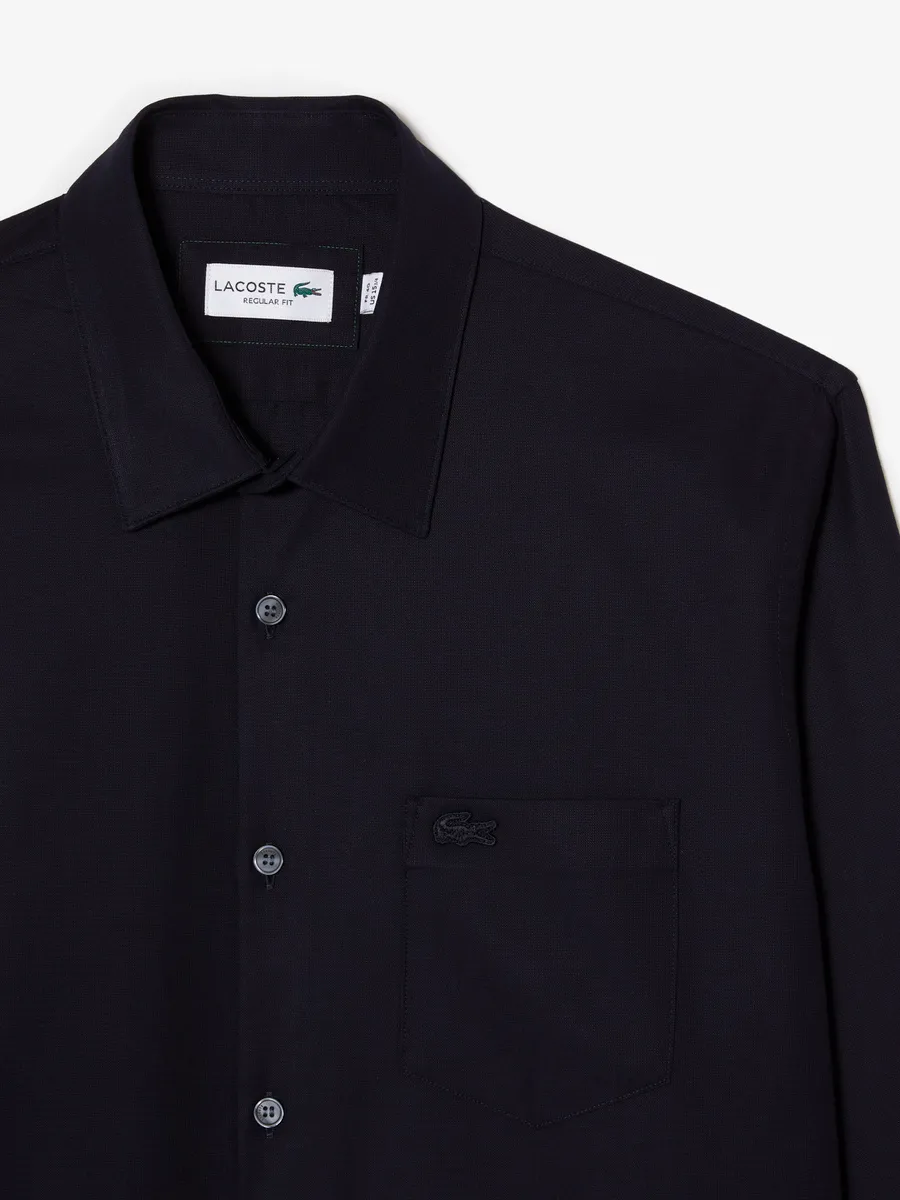 LACOSTE Regular Fit Shaped Collar Shirt Navy Blue