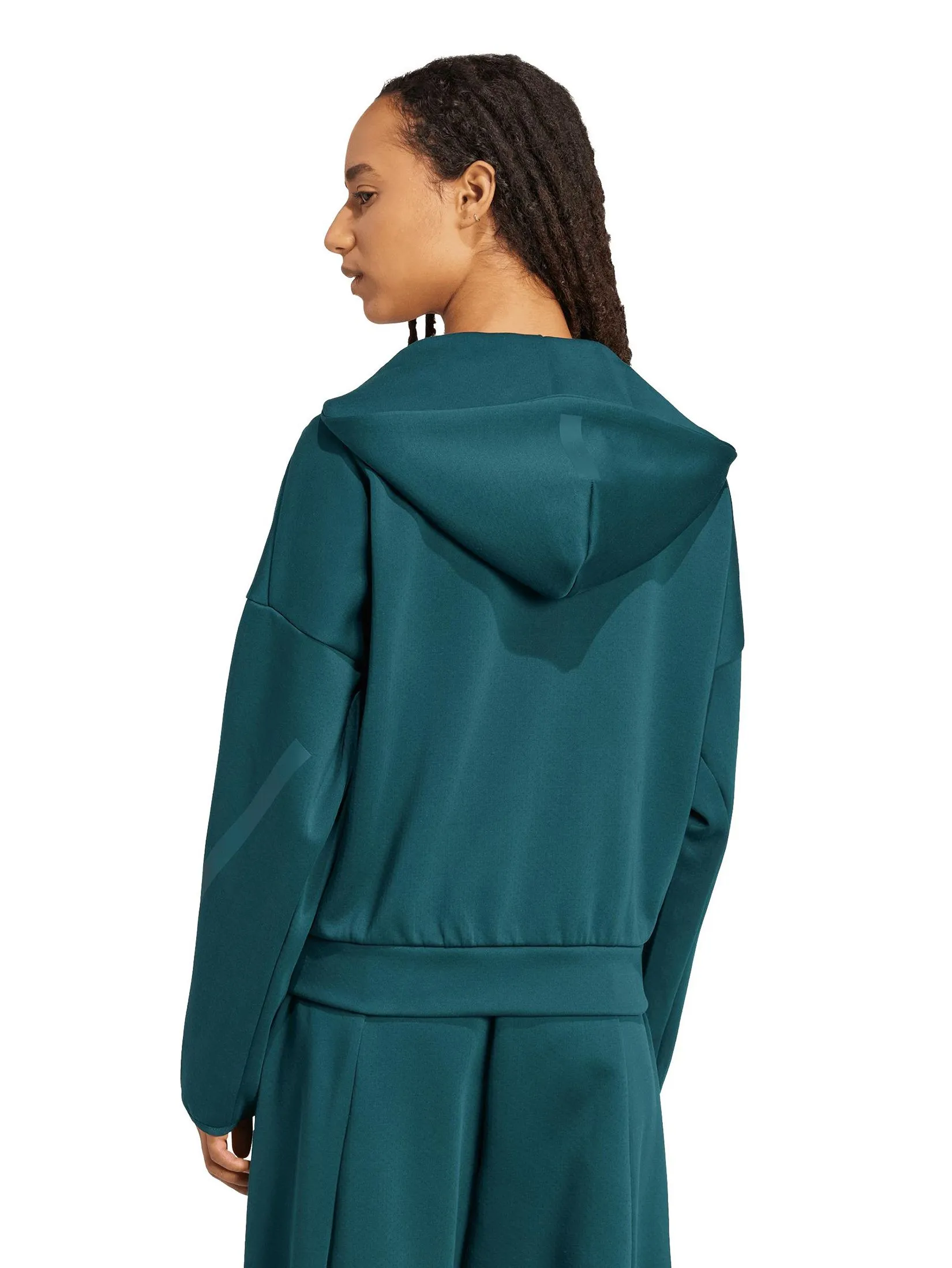 ADIDAS Women Hoodie Full-Zip Adidas Z.N.E. JW5321 Green / Aurora Ivy