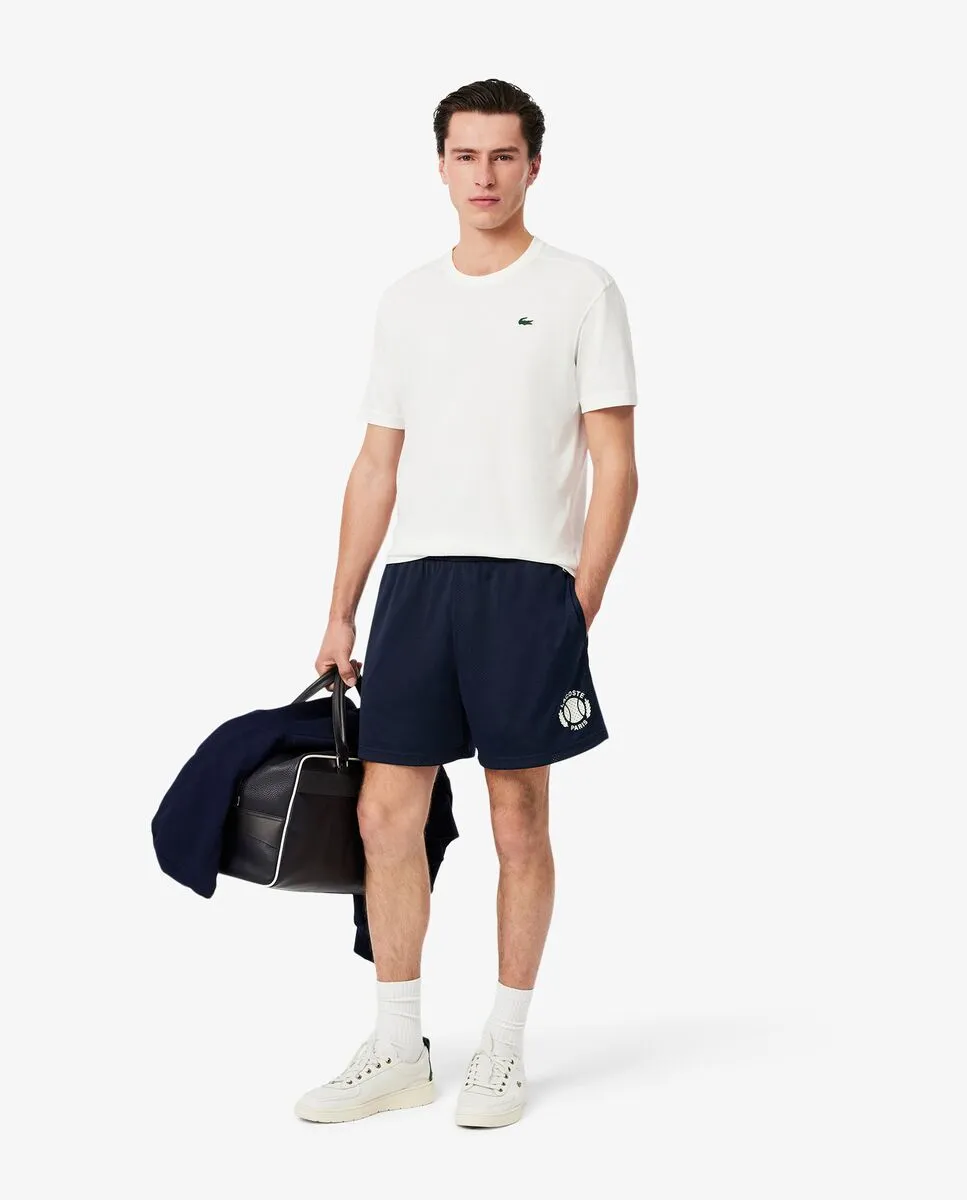LACOSTE Graphic Mesh Shorts Blue