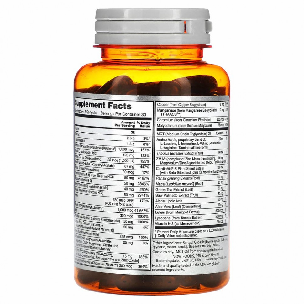 NOW Foods, Sports, мультивитамины для мужчин и женщин, 90 мягких таблеток